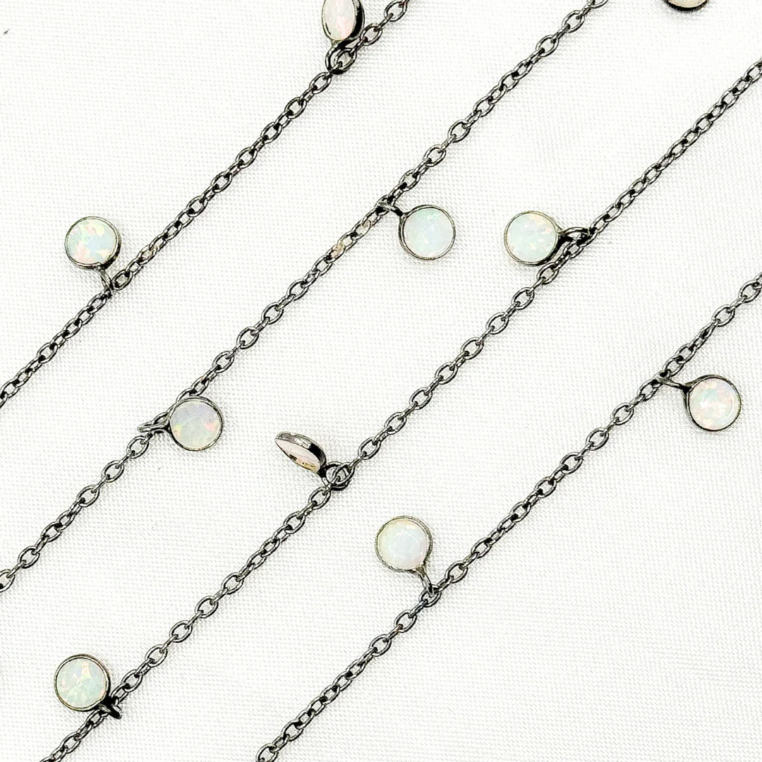 Created White Opal Round Shape Dangle Chain. CWO8 - Image 10