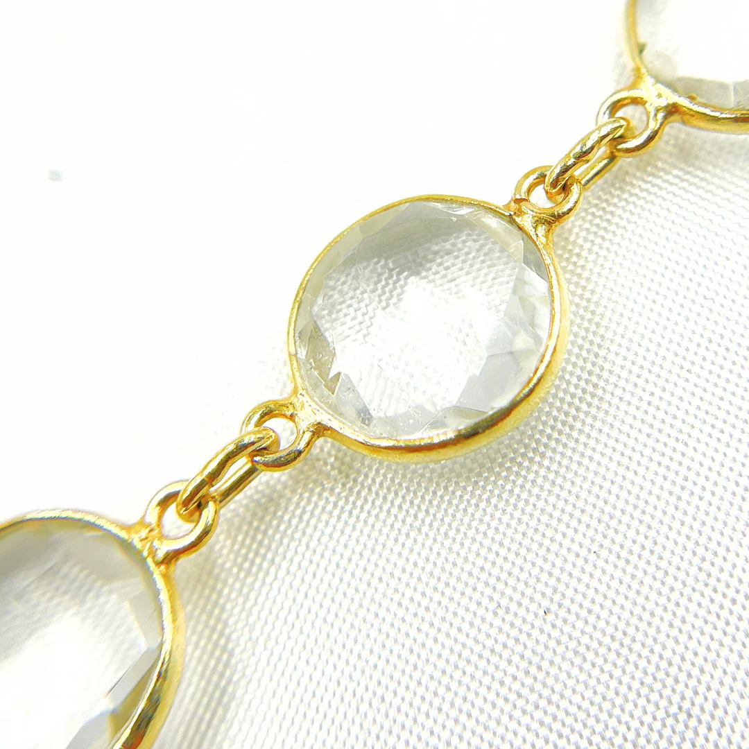 Crystal Round Shape Bezel Gold Plated Wire Chain. CR11 - Image 3