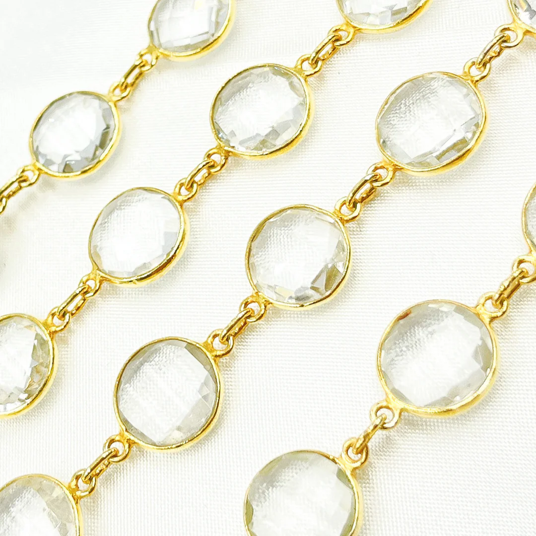 Crystal Round Shape Bezel Gold Plated Wire Chain. CR11 - Image 4