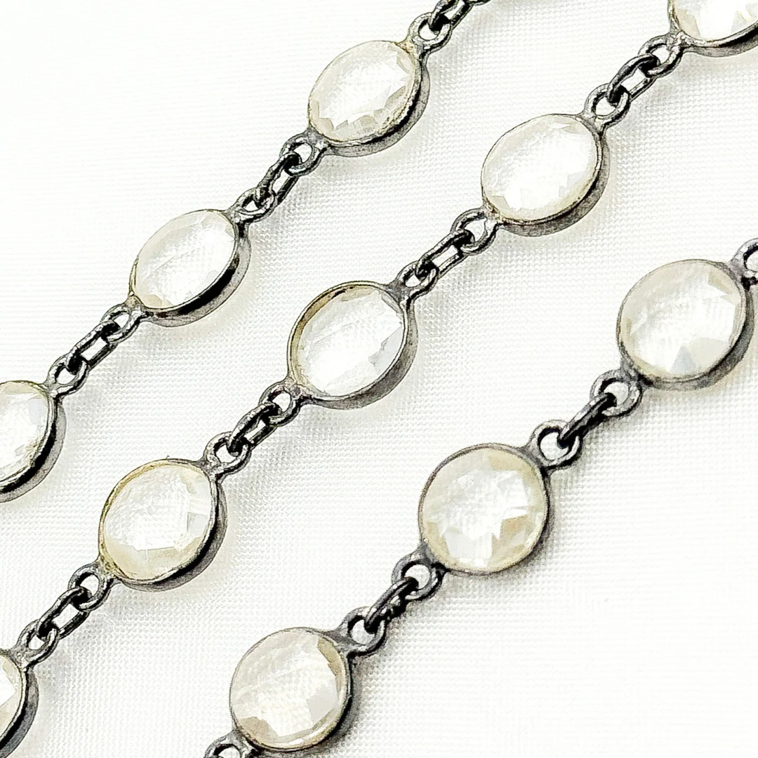 Crystal Round Shape Bezel Oxidized Wire Chain. CR1 - Image 4