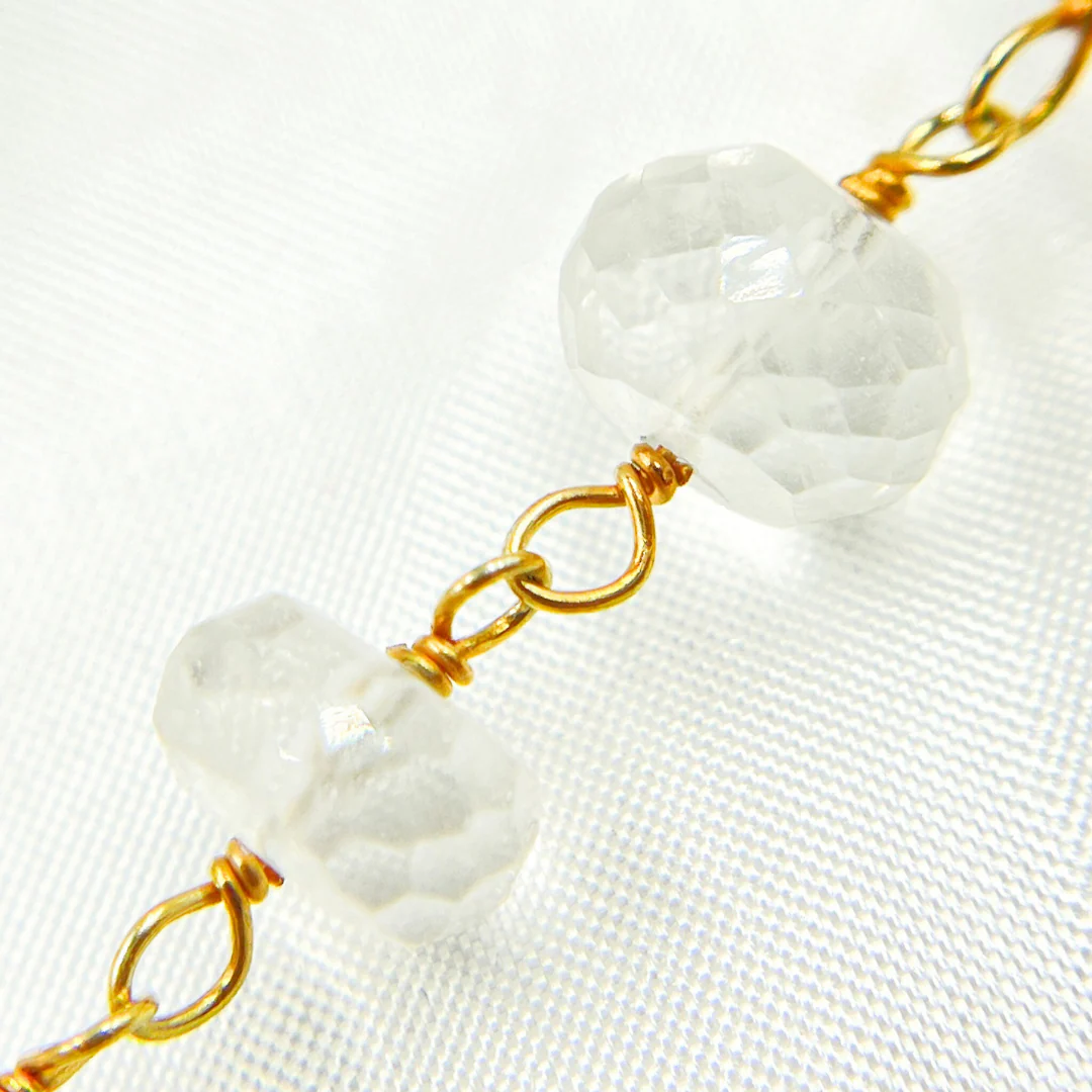 Crystal Round Shape Gold Plated Wire Chain. CR24 - Image 3