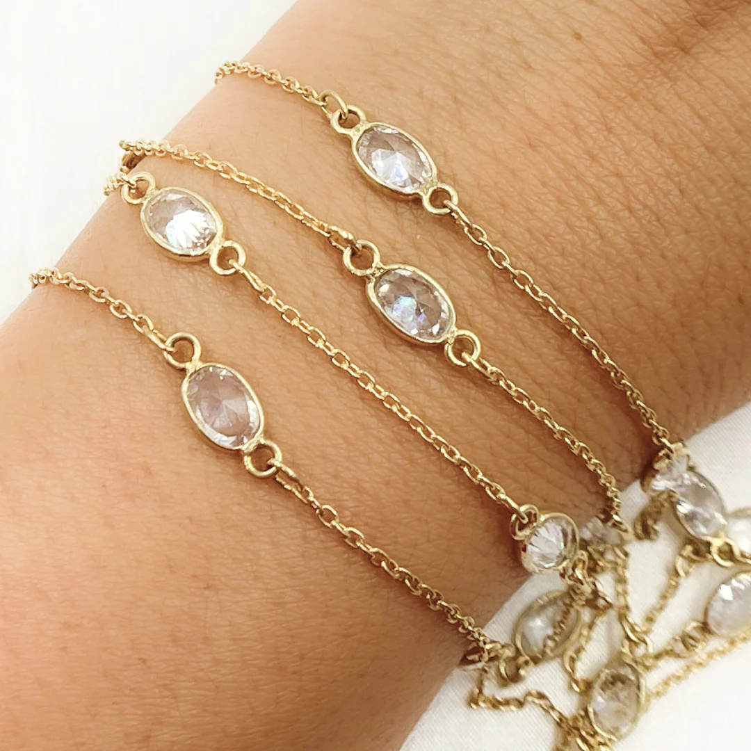 Cubic Zirconia Oval Shape Connector With Chain. CZ17 - Image 4