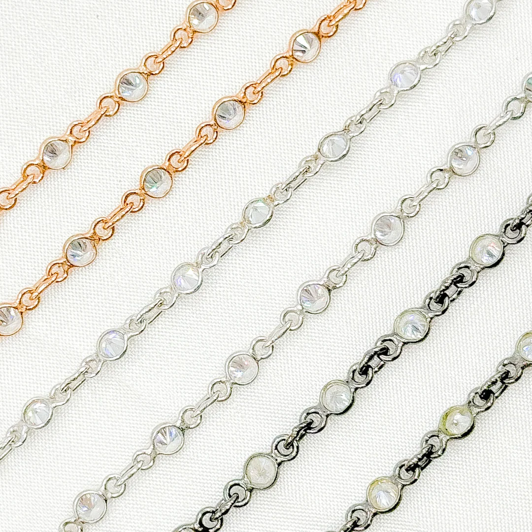 CZ27. Cubic Zirconia Round Shape Connected Chain - Image 4