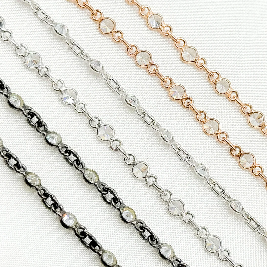 CZ27. Cubic Zirconia Round Shape Connected Chain - Image 5