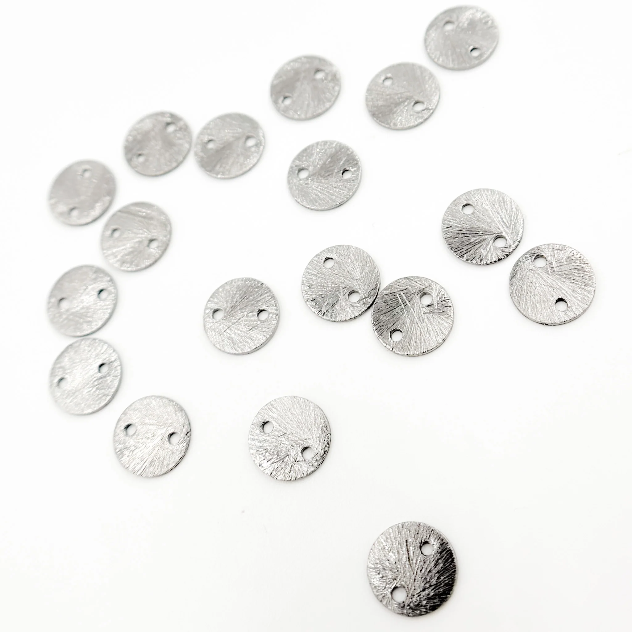 DBR8. 8MM Black Rhodium Sterling Silver Brushed Round Flat Disc Connector - Image 3