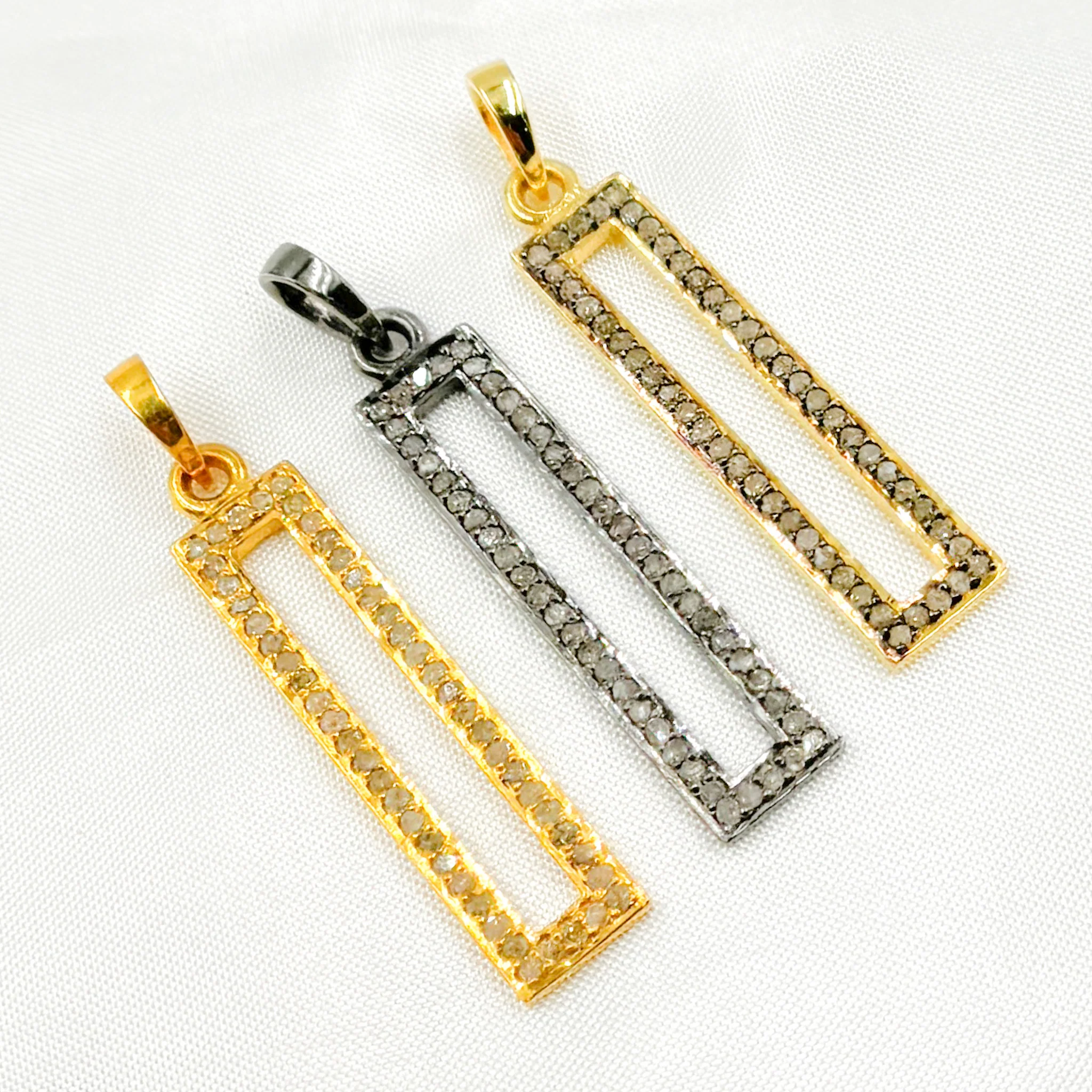DC031. Diamond Sterling Silver Rectangle Pendant