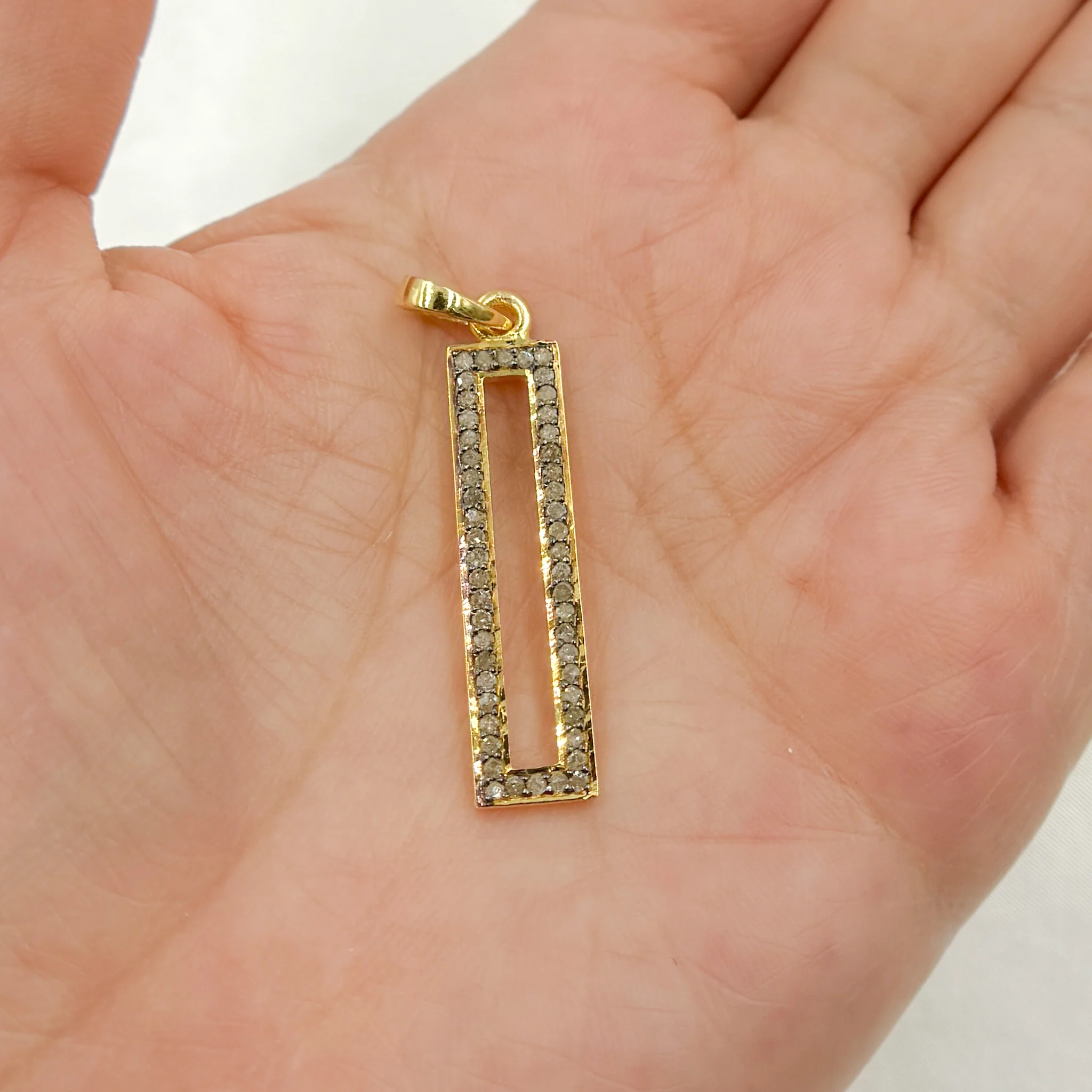 DC031. Diamond Sterling Silver Rectangle Pendant - Image 2
