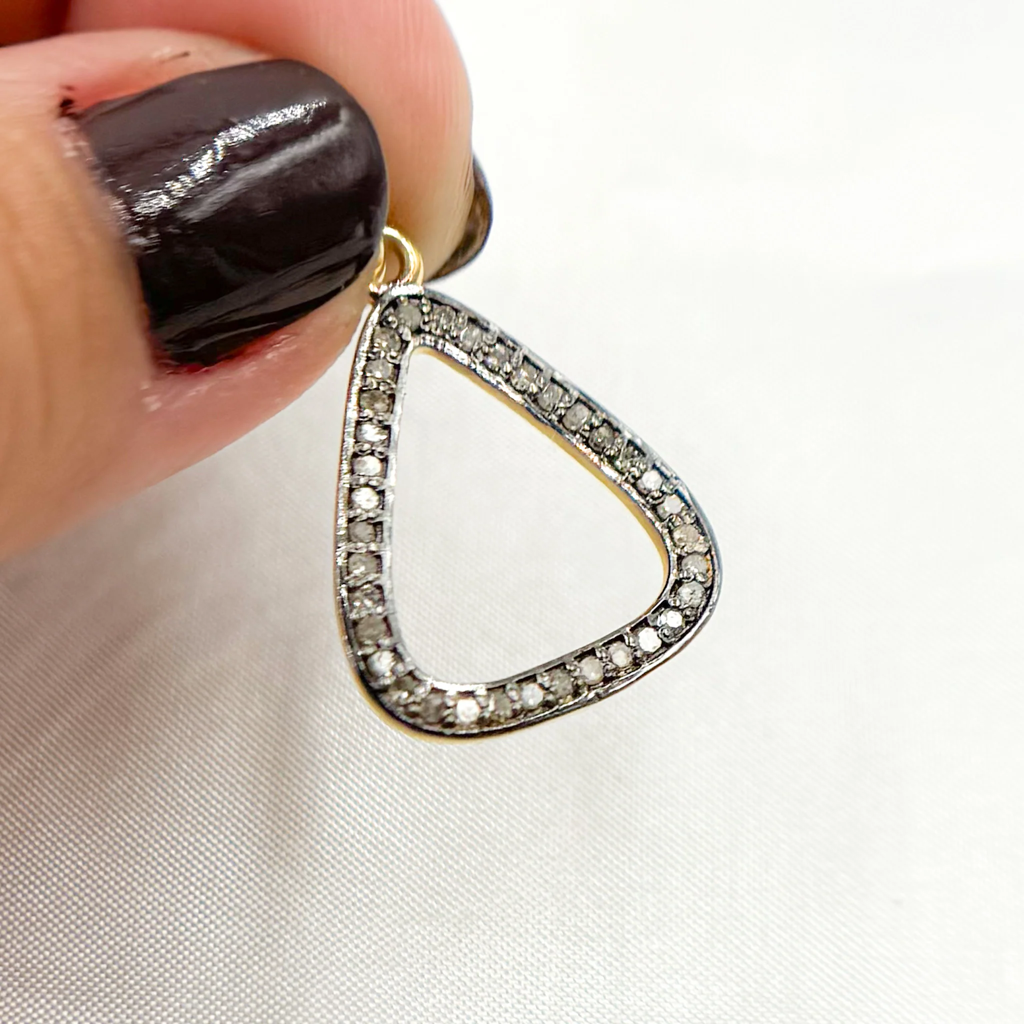 DC033. Diamond Sterling Silver Triangle Pendant - Image 4