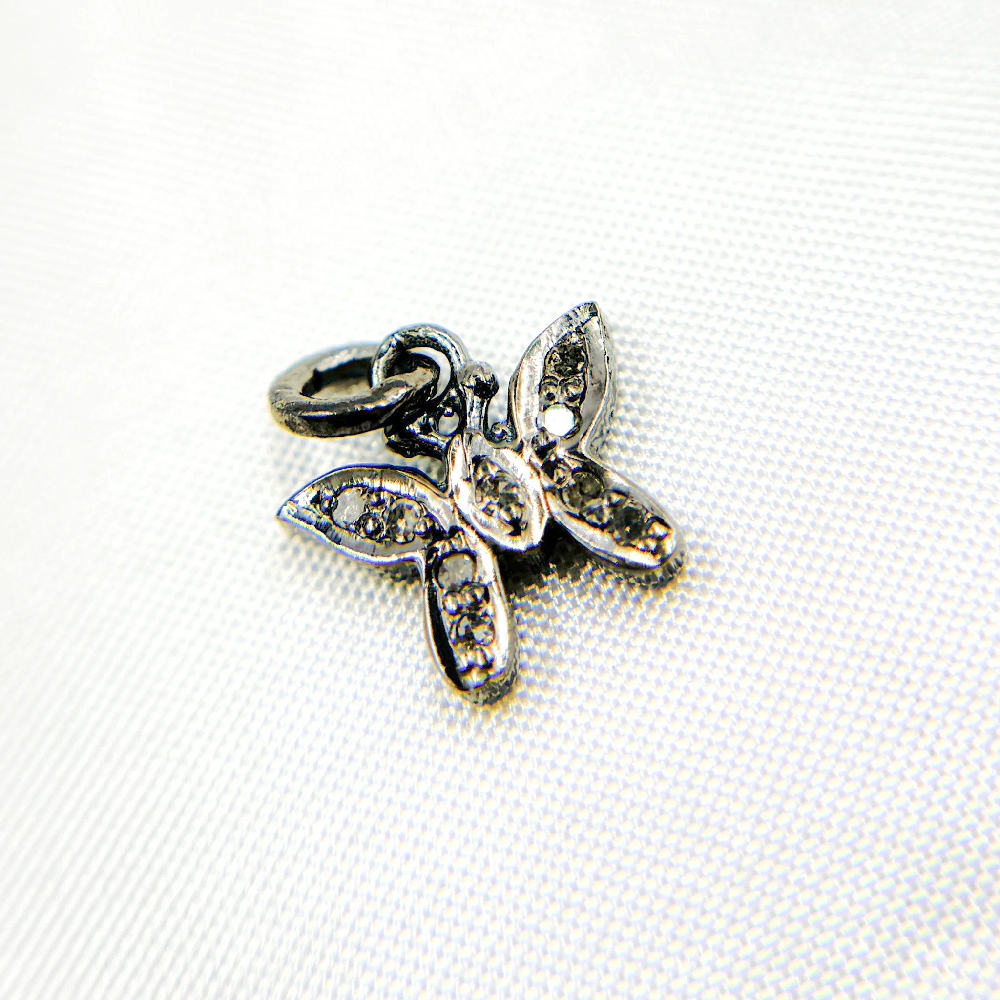 DC093. Diamond Silver Butterfly Charm - Image 2