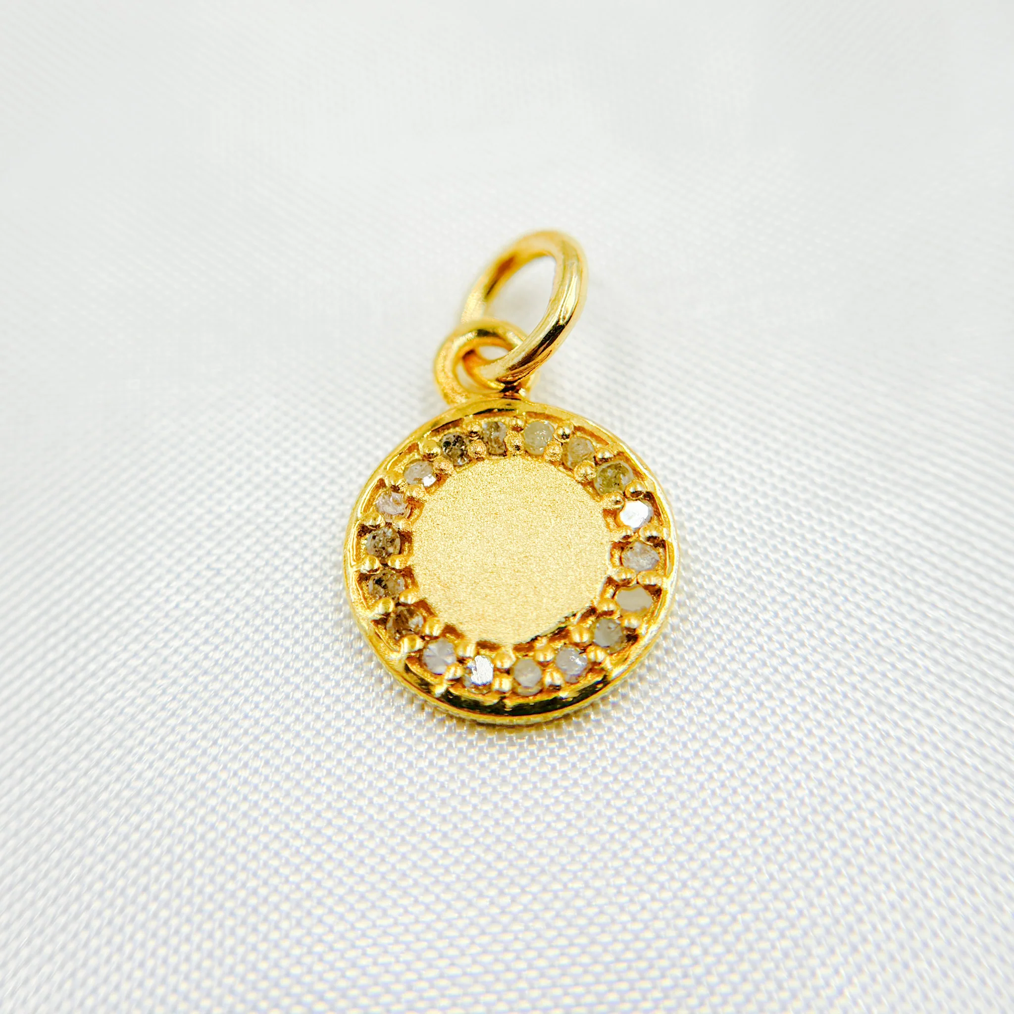 DC095. Diamond Sterling Silver Round Charm - Image 5