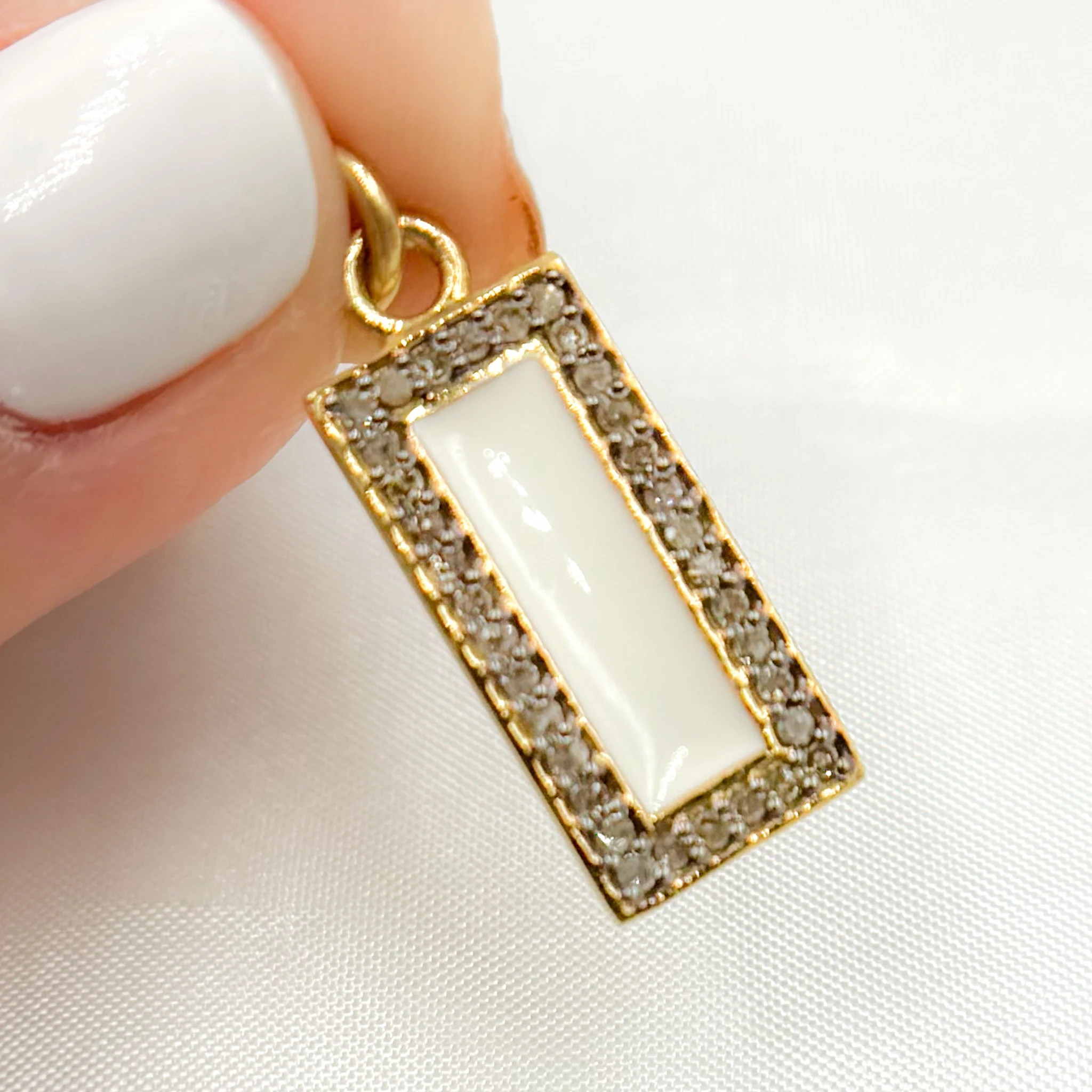 DC097A. Diamond Sterling Silver Rectangle Enamel Pendant - Image 5
