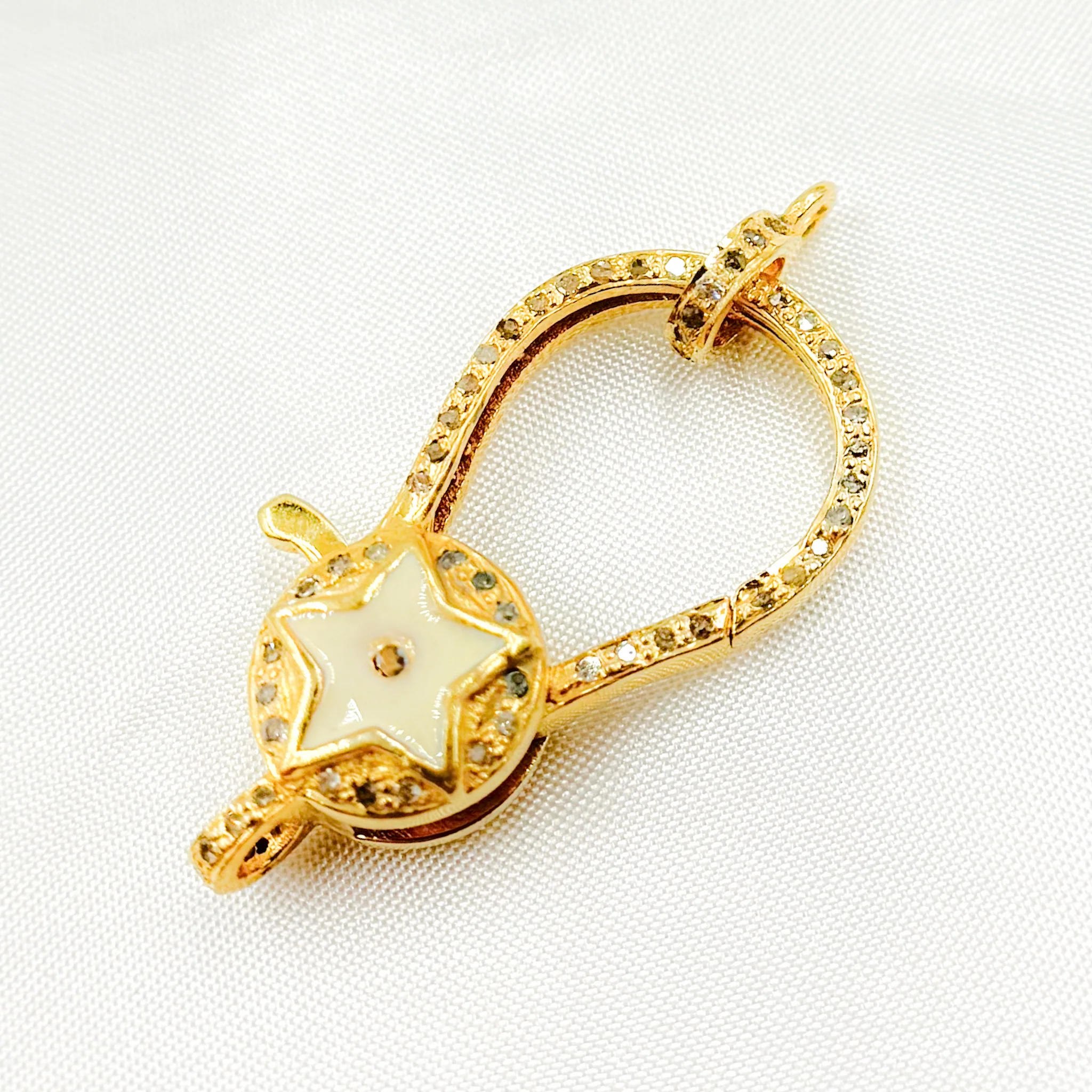DC224A. Diamond Sterling Silver Pear Shape Star Enamel Trigger Clasp - Image 8