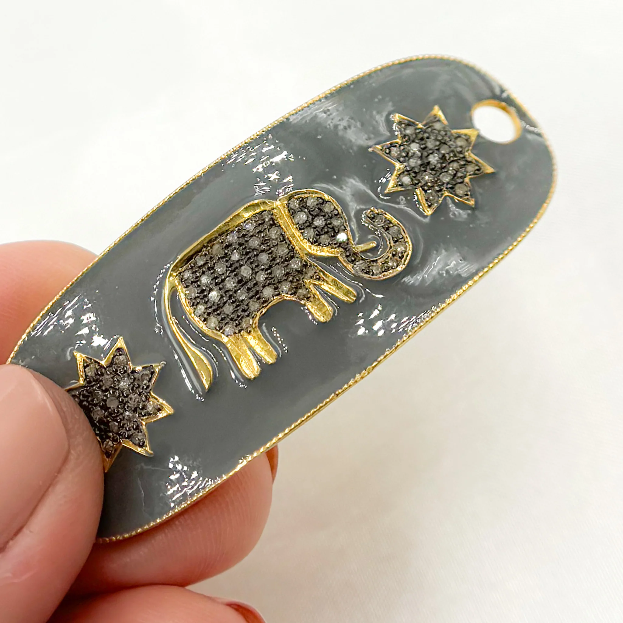 DC240A. Diamond Sterling Silver Oval Enamel Connector - Image 13
