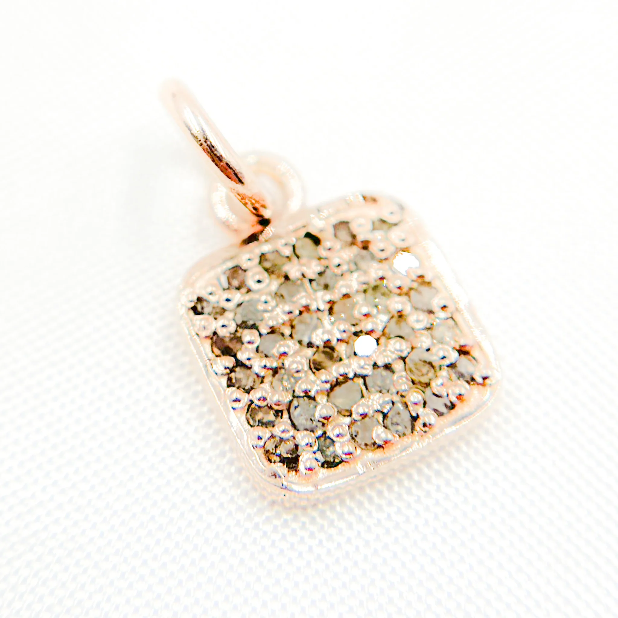 DC243. Diamond Sterling Silver Square Charm - Image 2