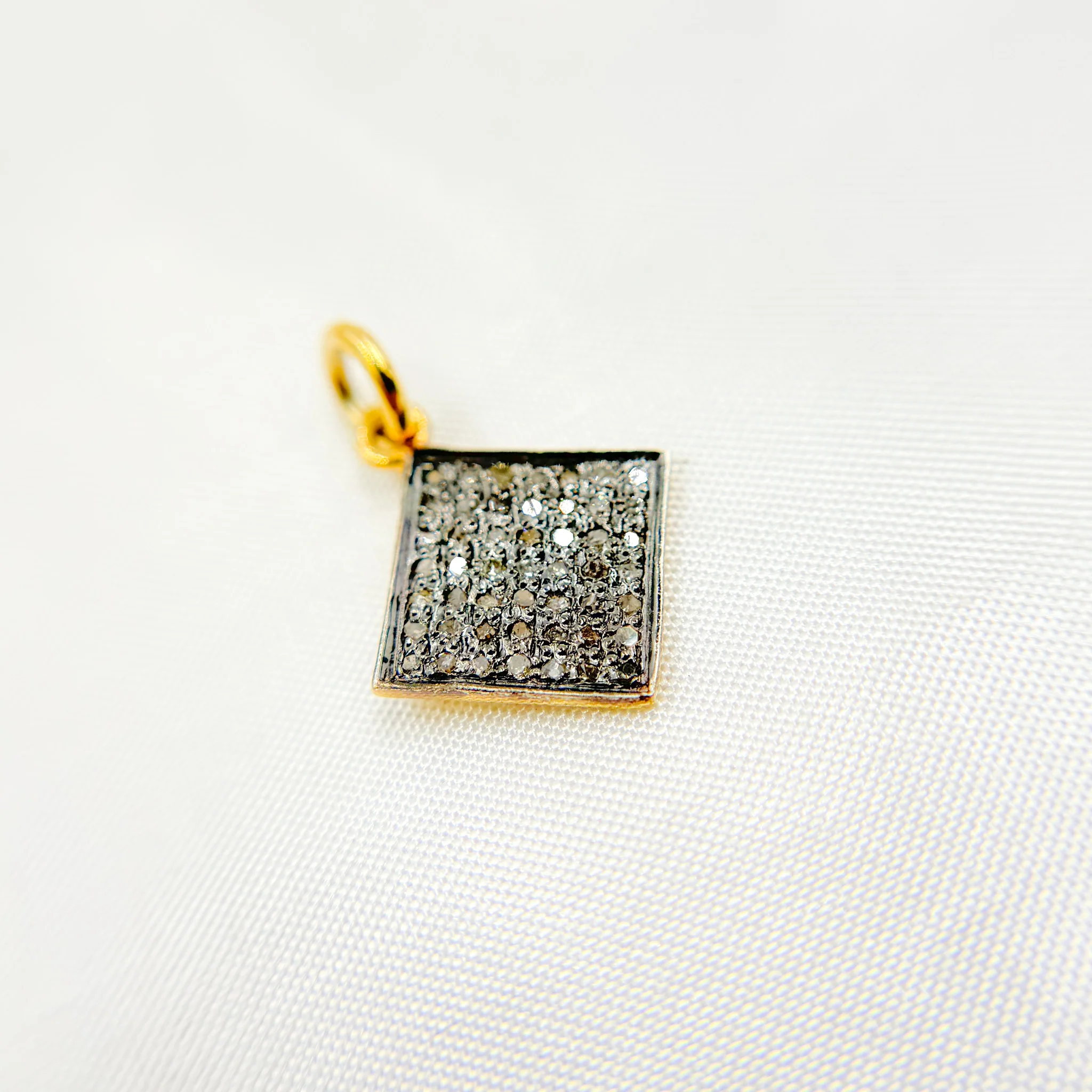DC251. Diamond Sterling Silver Square Charm - Image 5
