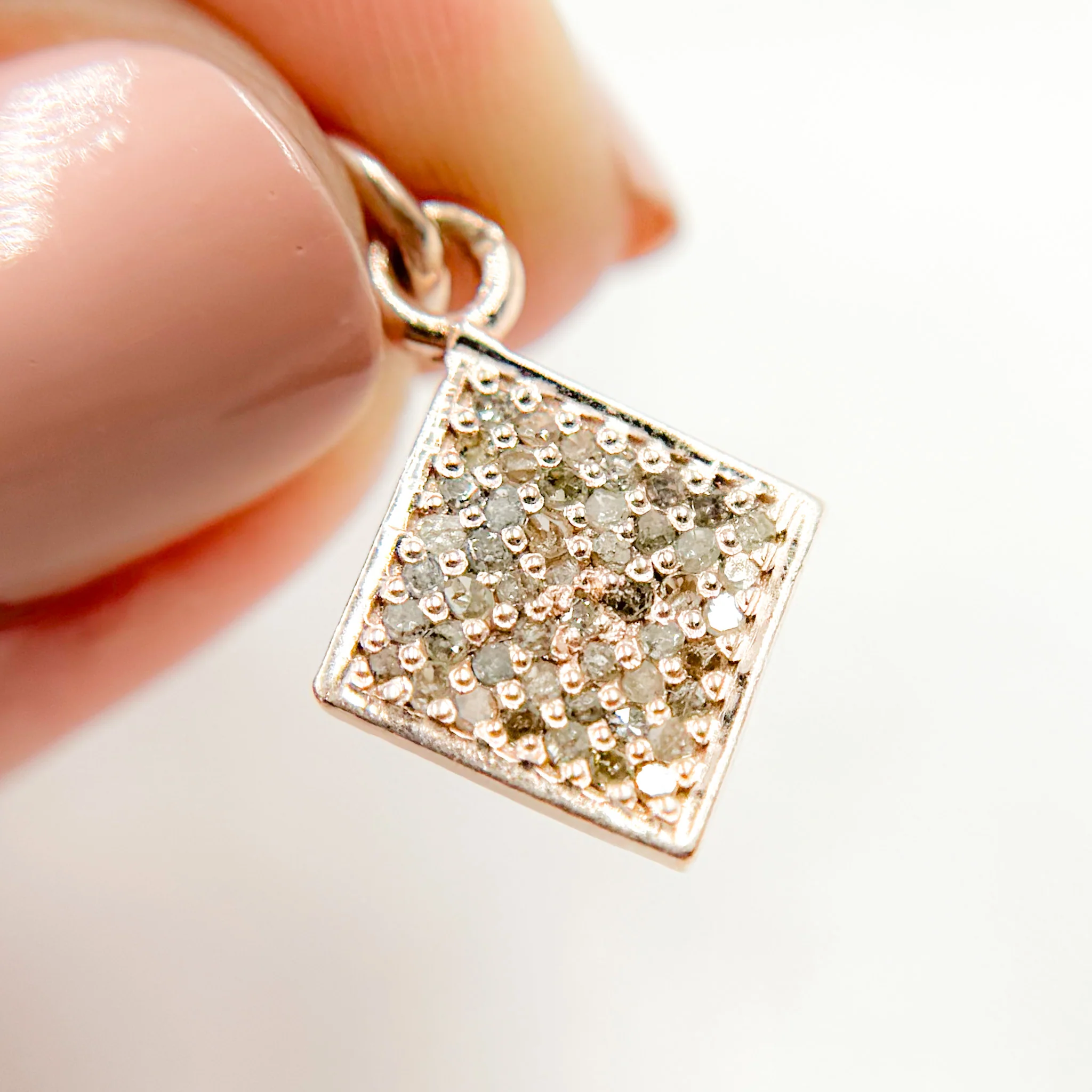 DC251. Diamond Sterling Silver Square Charm - Image 6