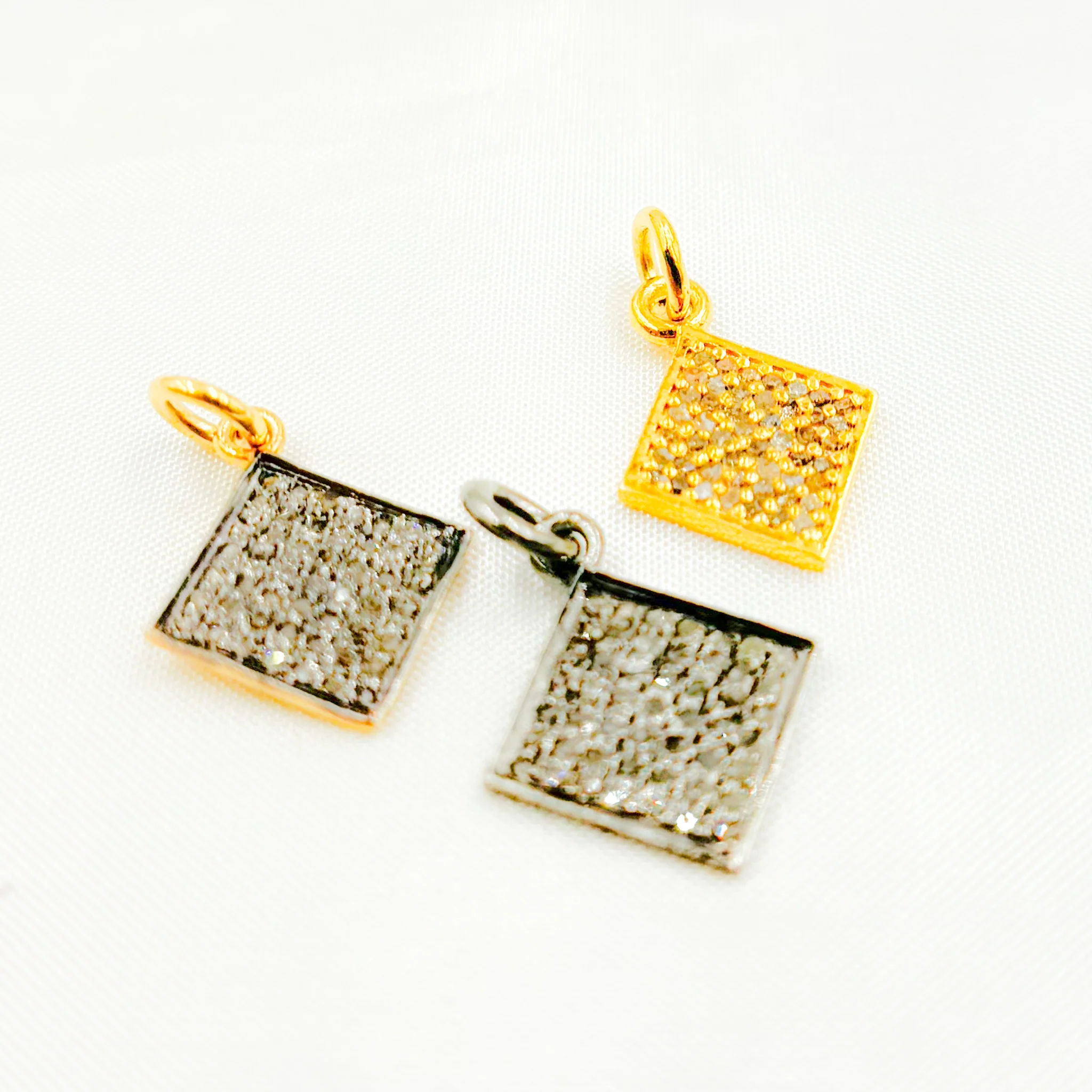 DC251. Diamond Sterling Silver Square Charm - Image 7