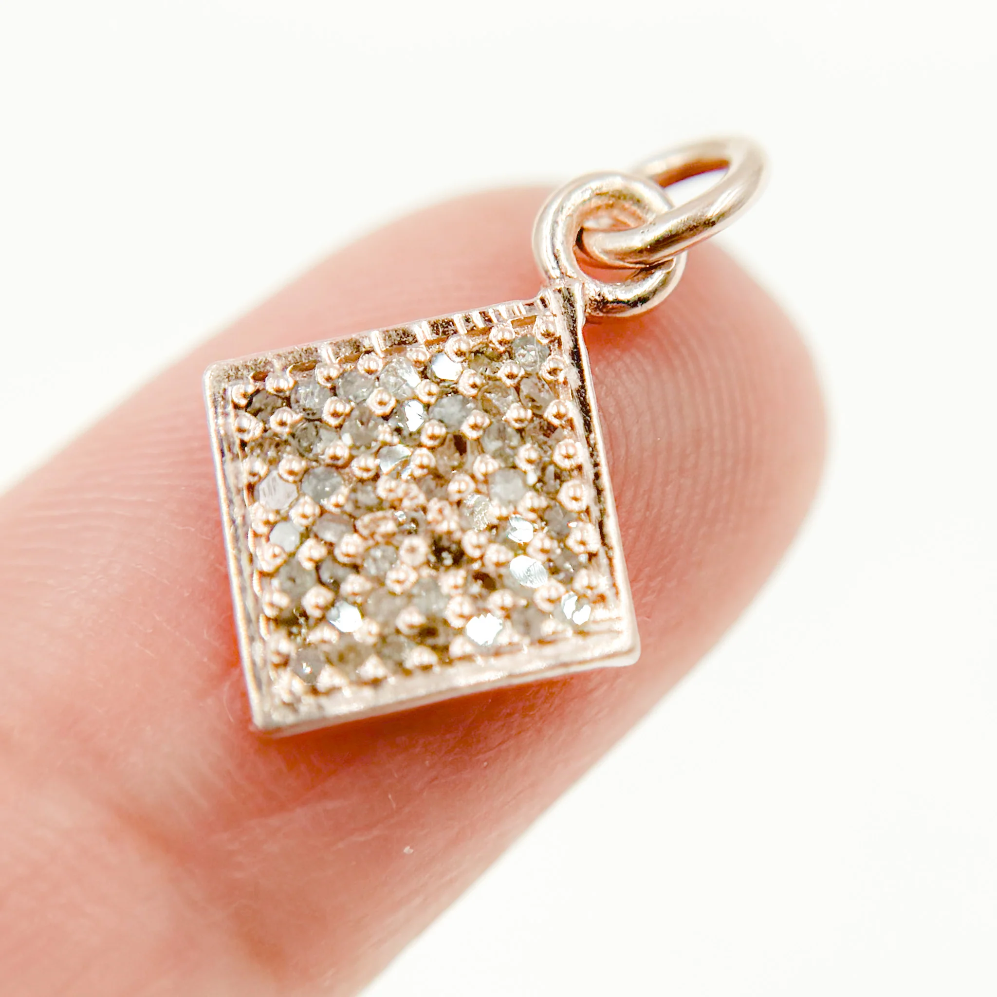 DC251. Diamond Sterling Silver Square Charm - Image 8