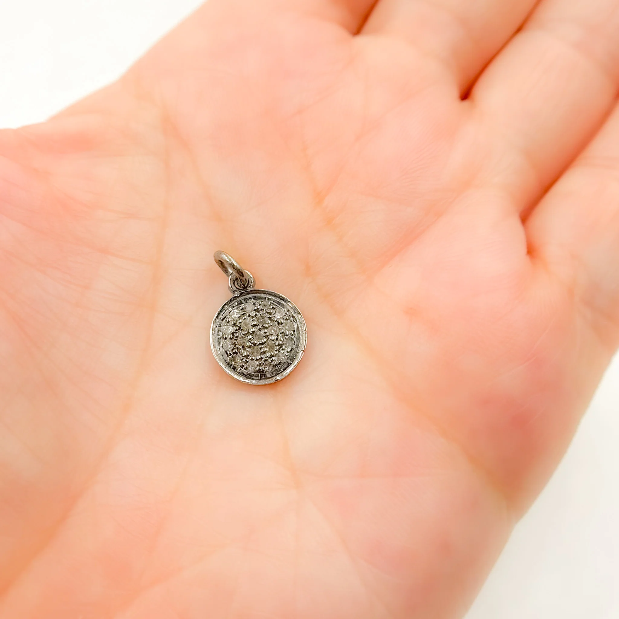 DC284. Diamond Sterling Silver Round Charm - Image 2