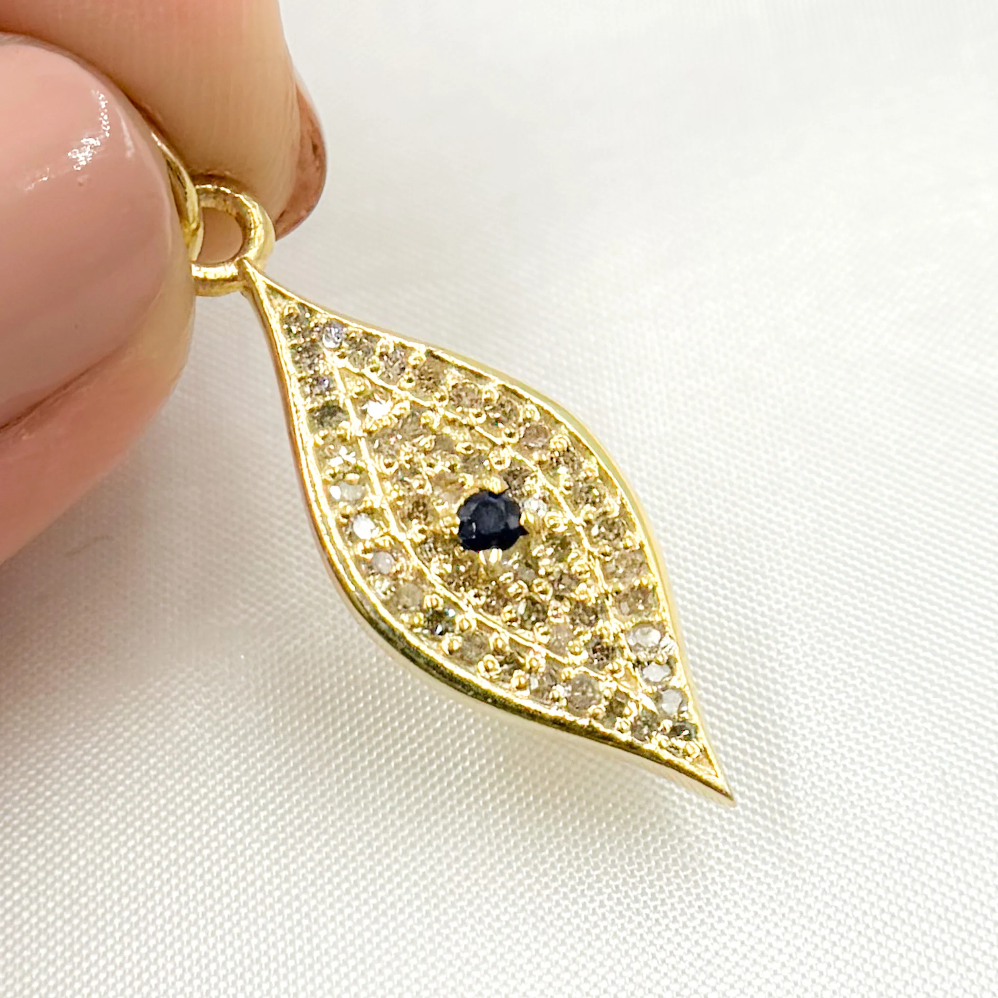 DC342. Diamond Sterling Silver Eye Pendant with Gemstone - Image 3
