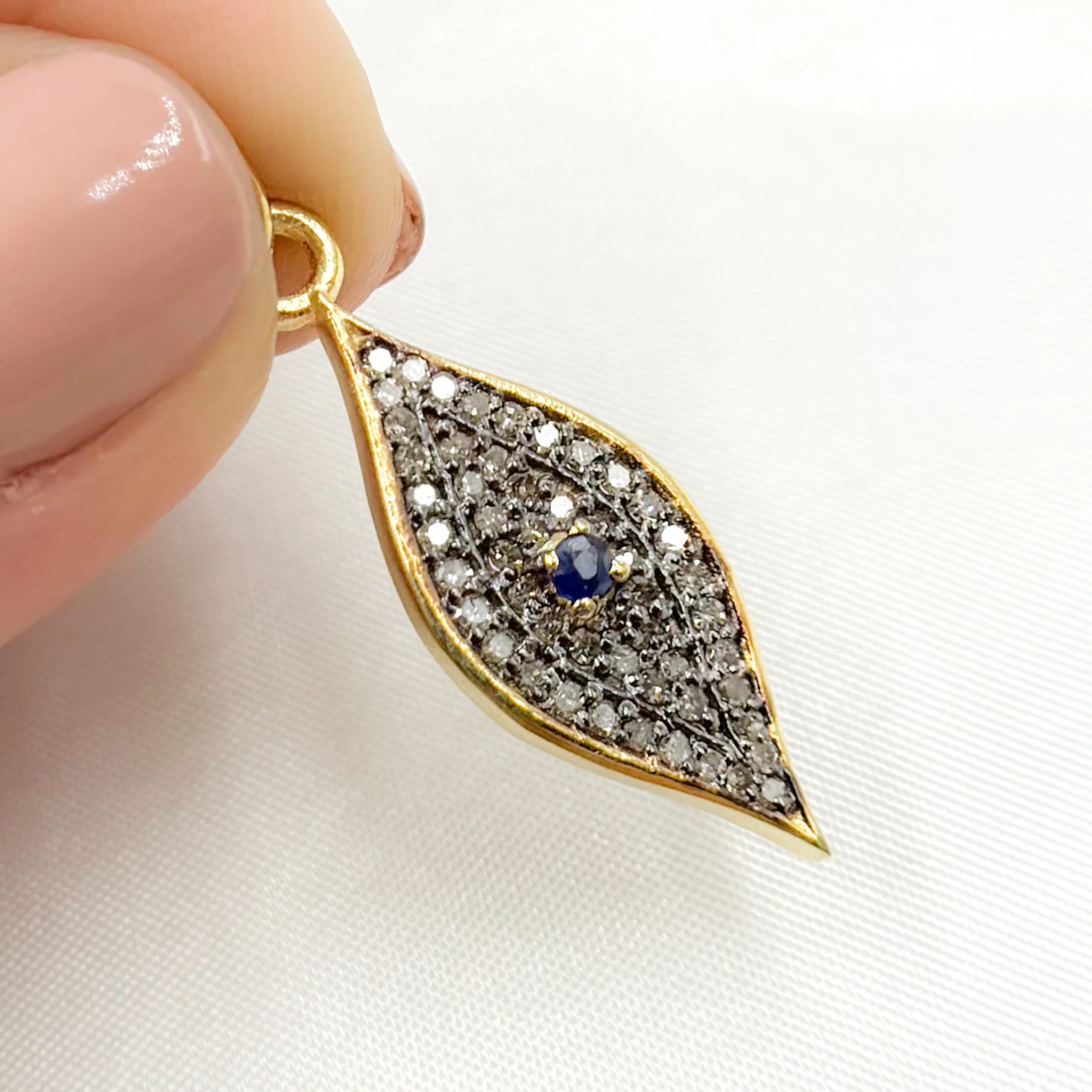 DC342. Diamond Sterling Silver Eye Pendant with Gemstone - Image 5