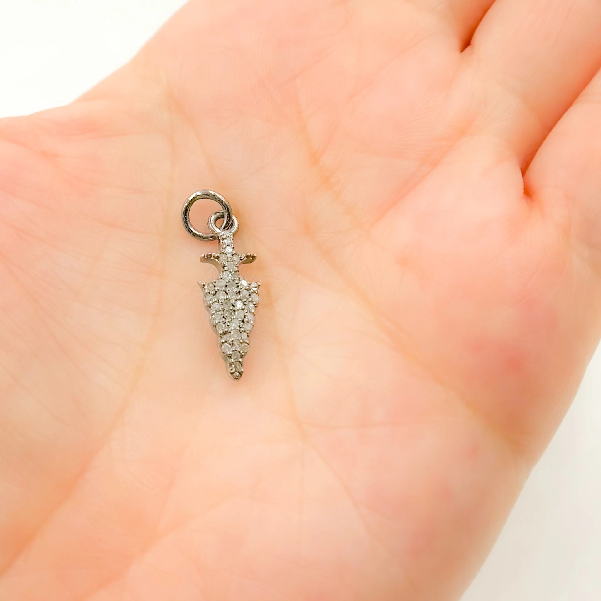 DC349. Diamond Silver Arrow Head Charm - Image 2