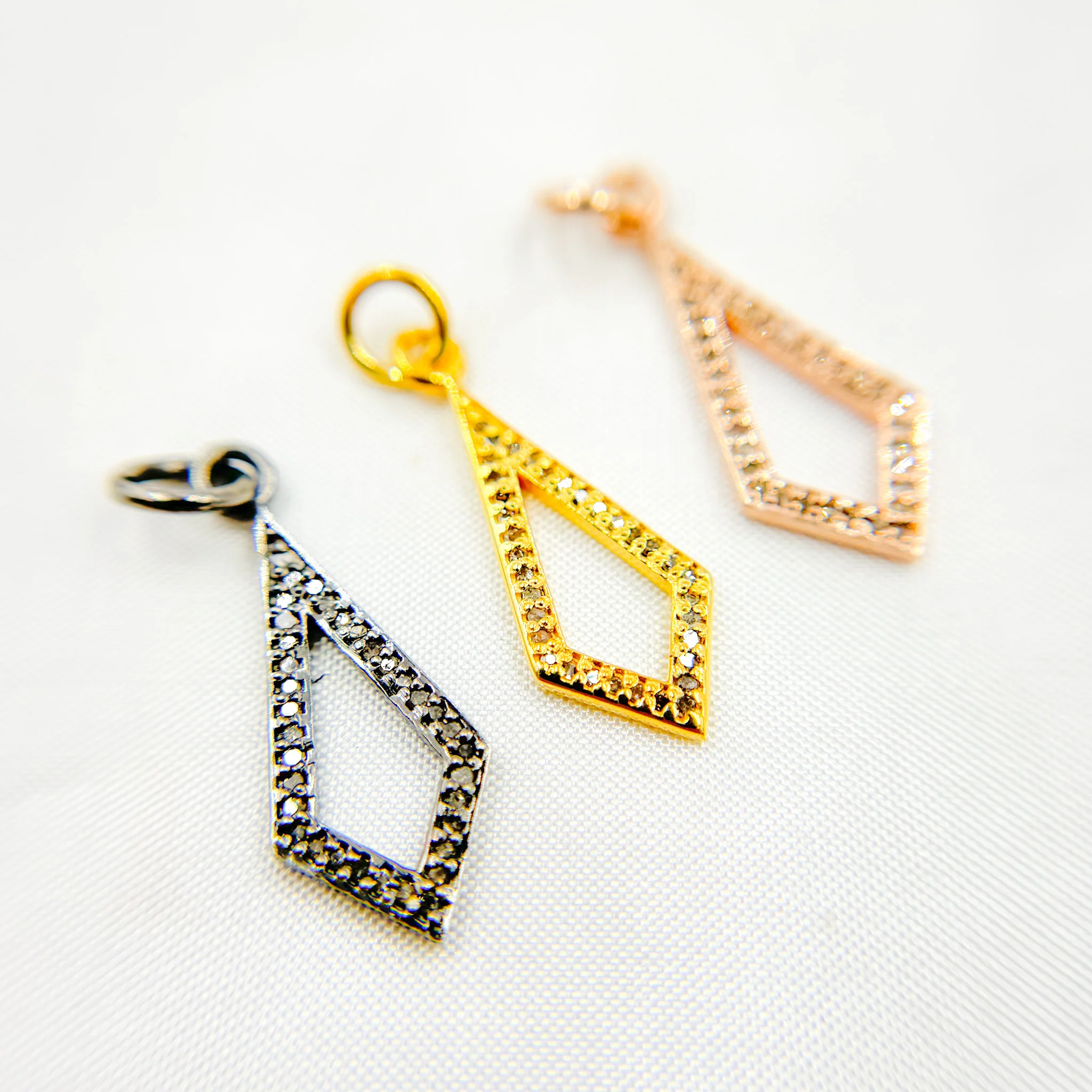 DC359. Diamond Sterling Silver Rhombus Pendant