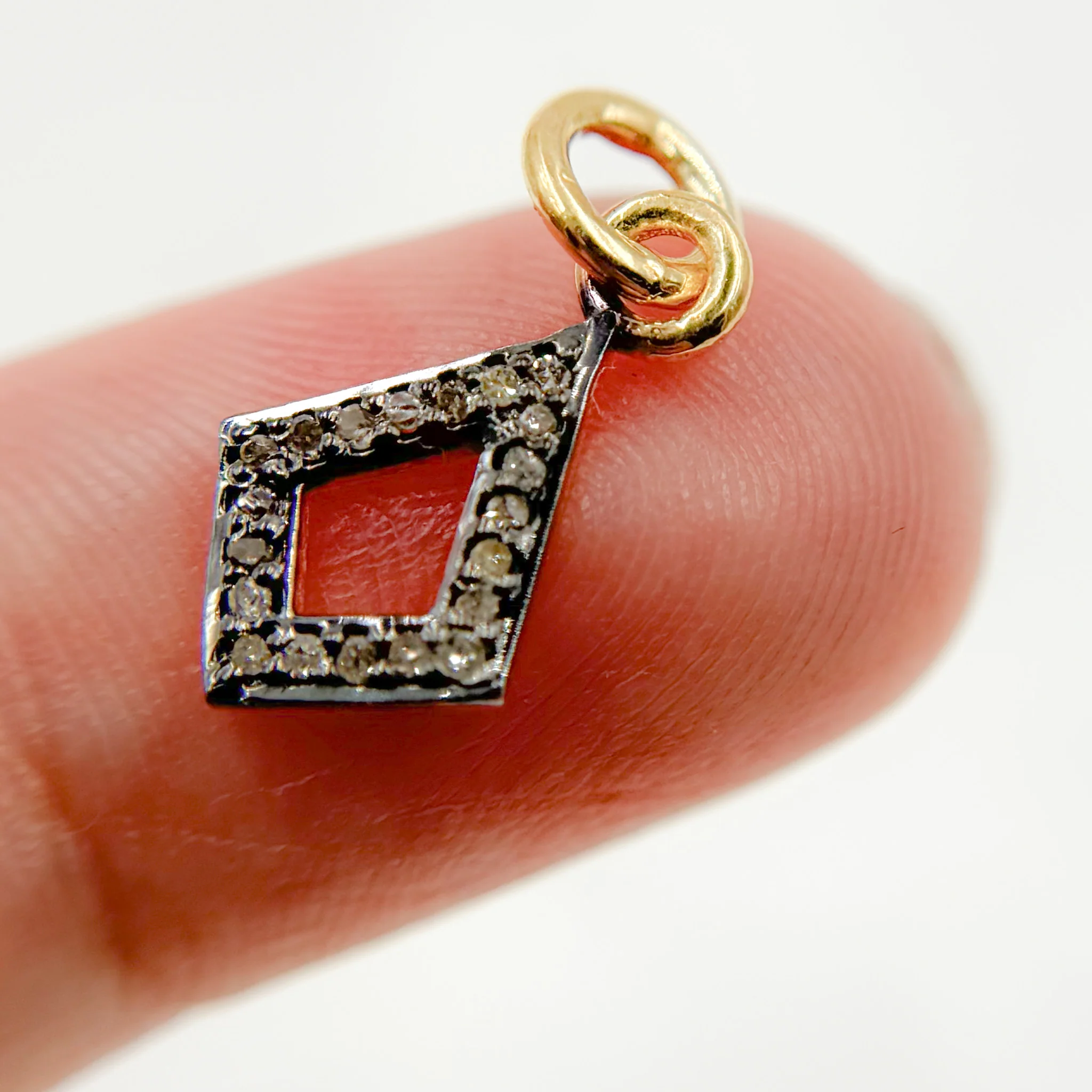 DC360. Diamond Sterling Silver Rhombus Charm - Image 2