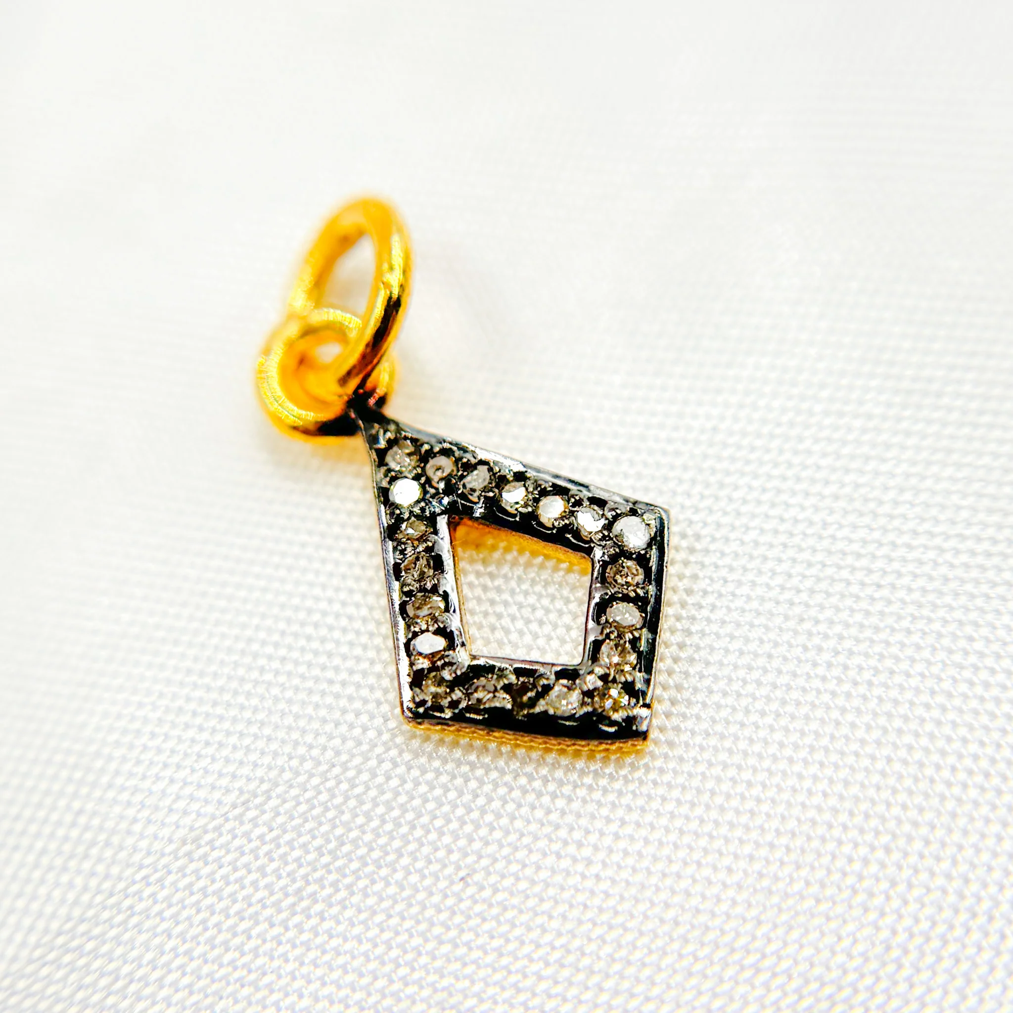 DC360. Diamond Sterling Silver Rhombus Charm - Image 6
