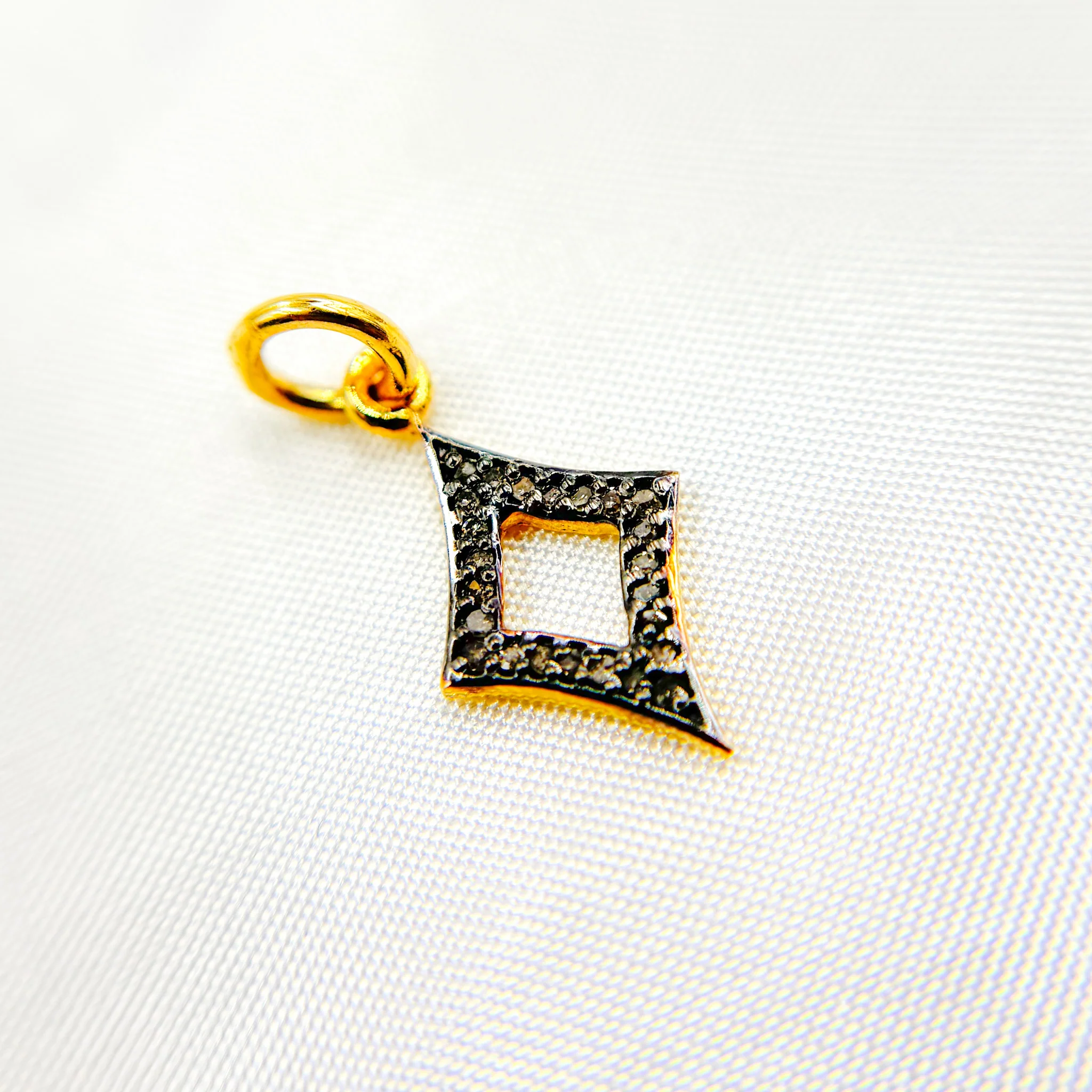 DC361. Diamond Sterling Silver Rhombus Charm - Image 2