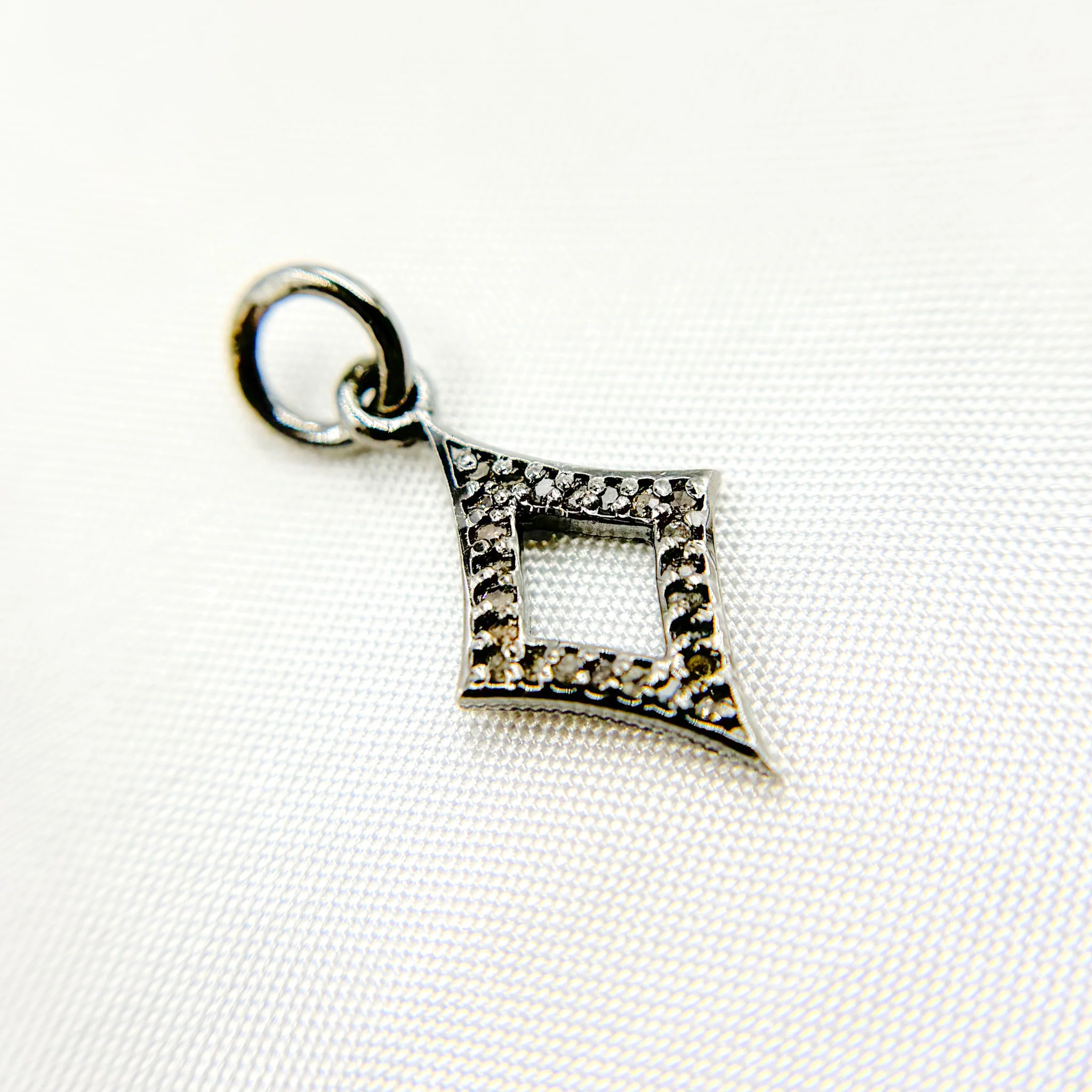 DC361. Diamond Sterling Silver Rhombus Charm - Image 3
