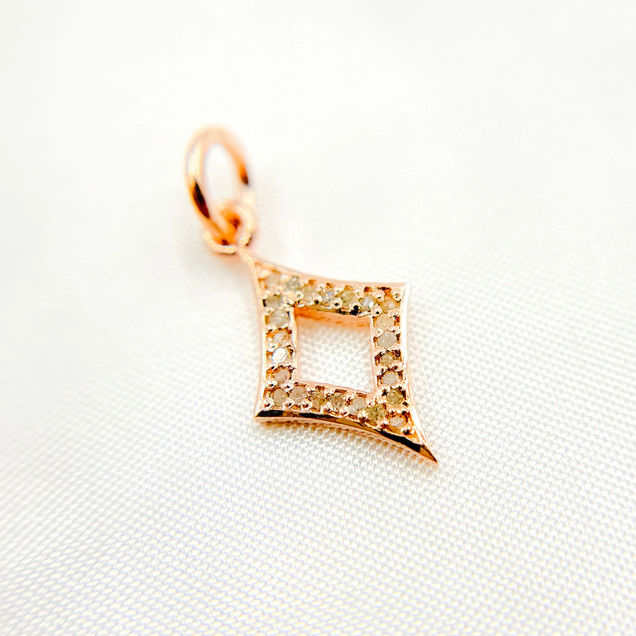 DC361. Diamond Sterling Silver Rhombus Charm - Image 4