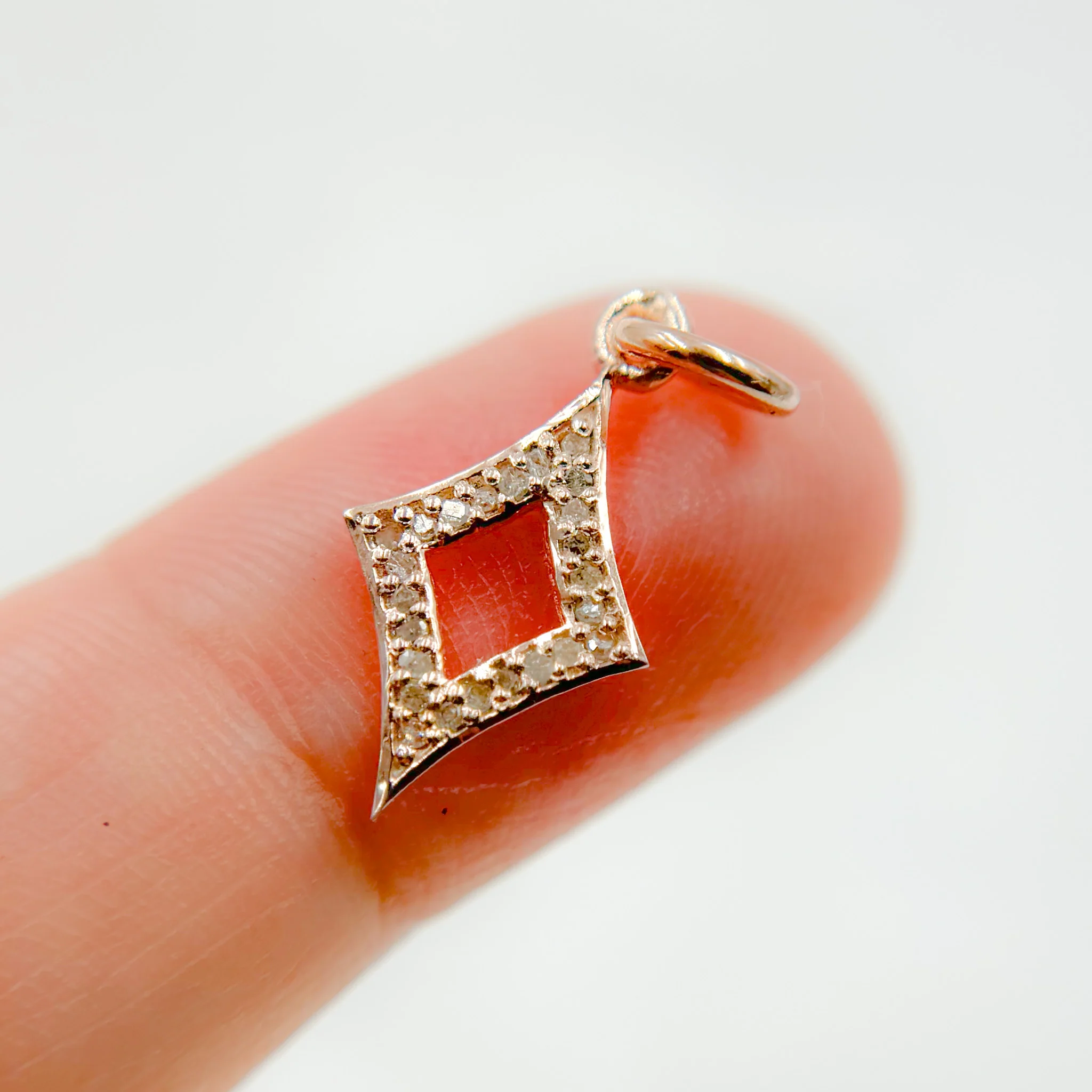 DC361. Diamond Sterling Silver Rhombus Charm - Image 5