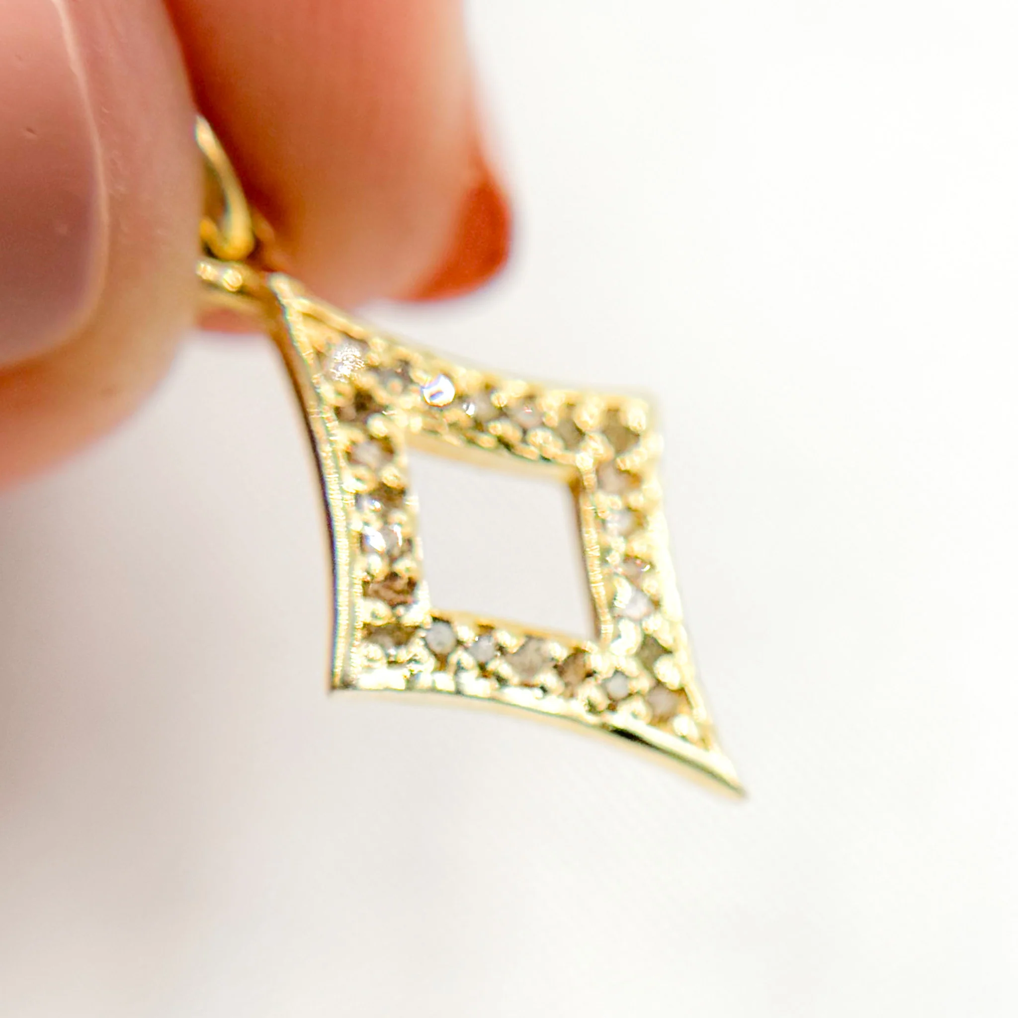 DC361. Diamond Sterling Silver Rhombus Charm - Image 6