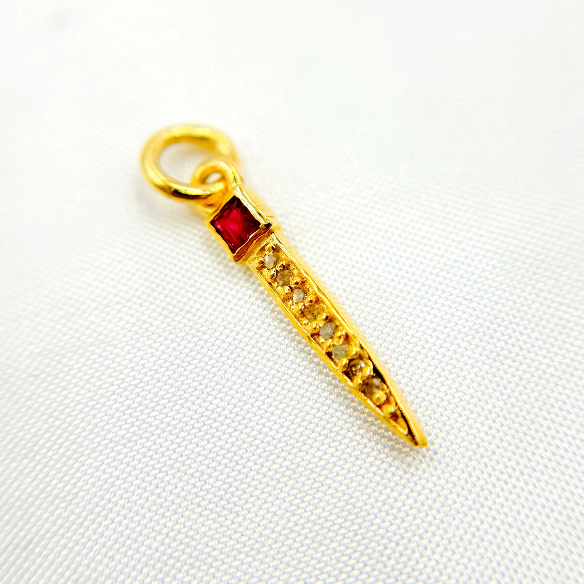 DC363. Diamond Sterling Silver Spike Pendant with Gemstone - Image 3