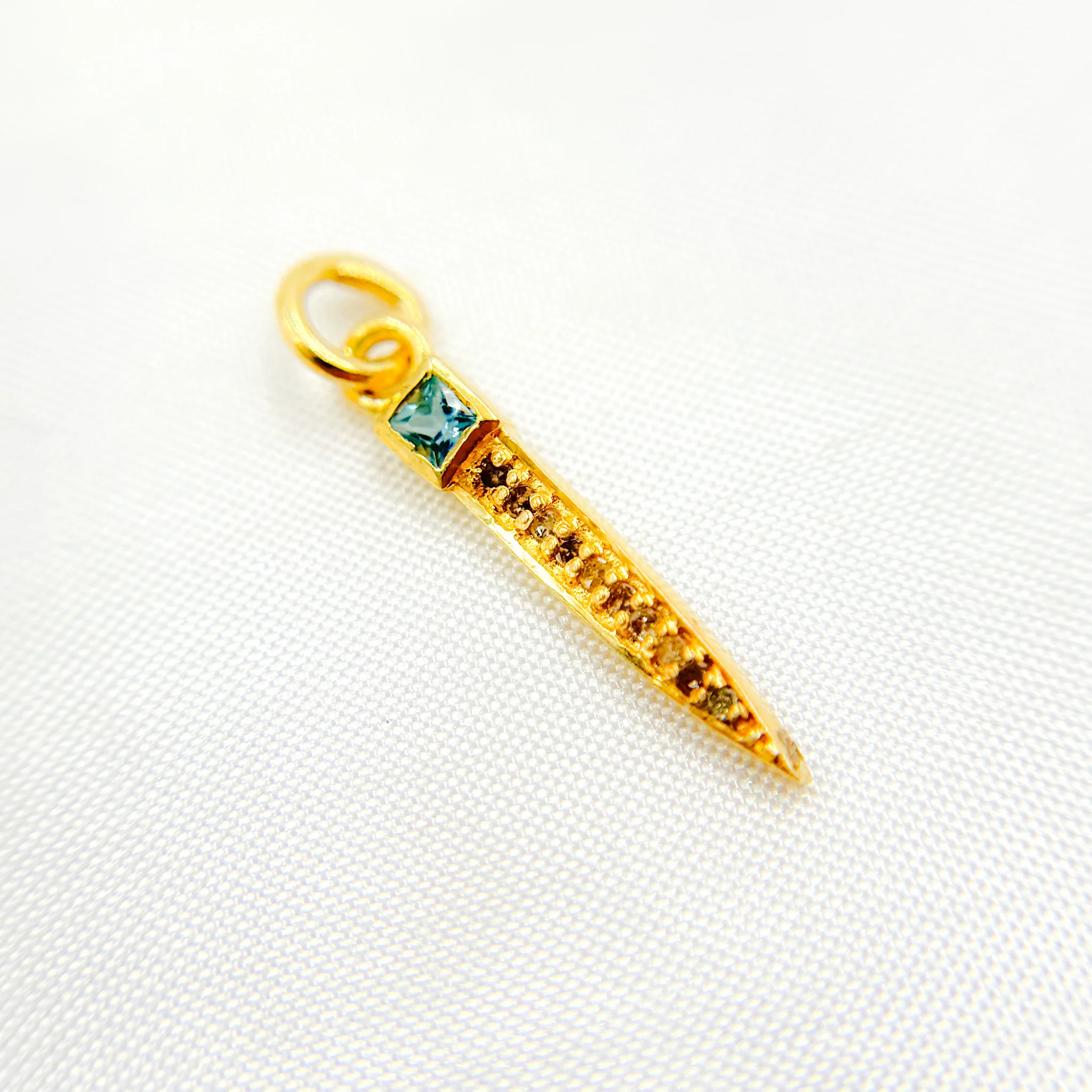 DC363. Diamond Sterling Silver Spike Pendant with Gemstone - Image 5