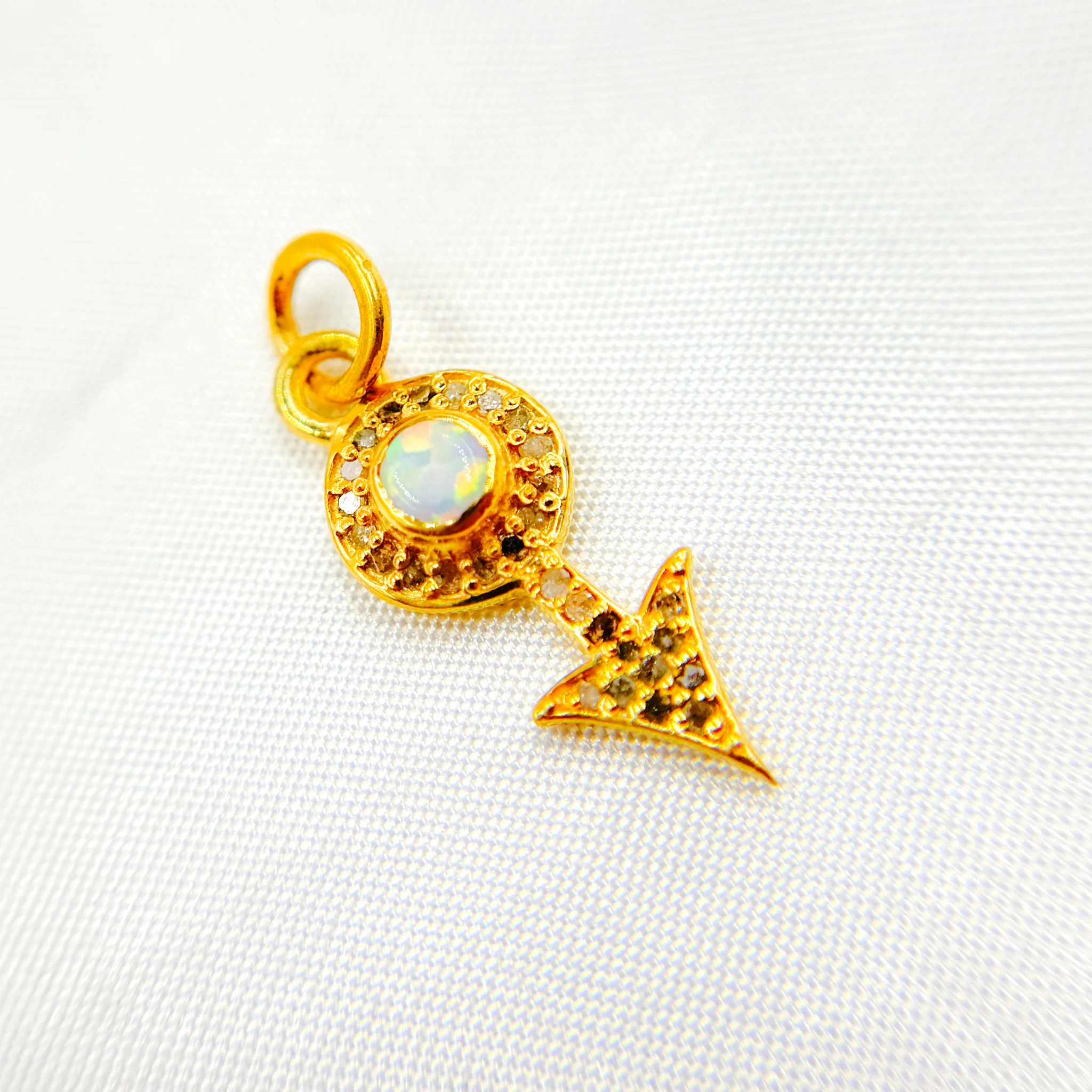 DC364. Diamond Silver Arrow Mini Charm with Gemstone - Image 6