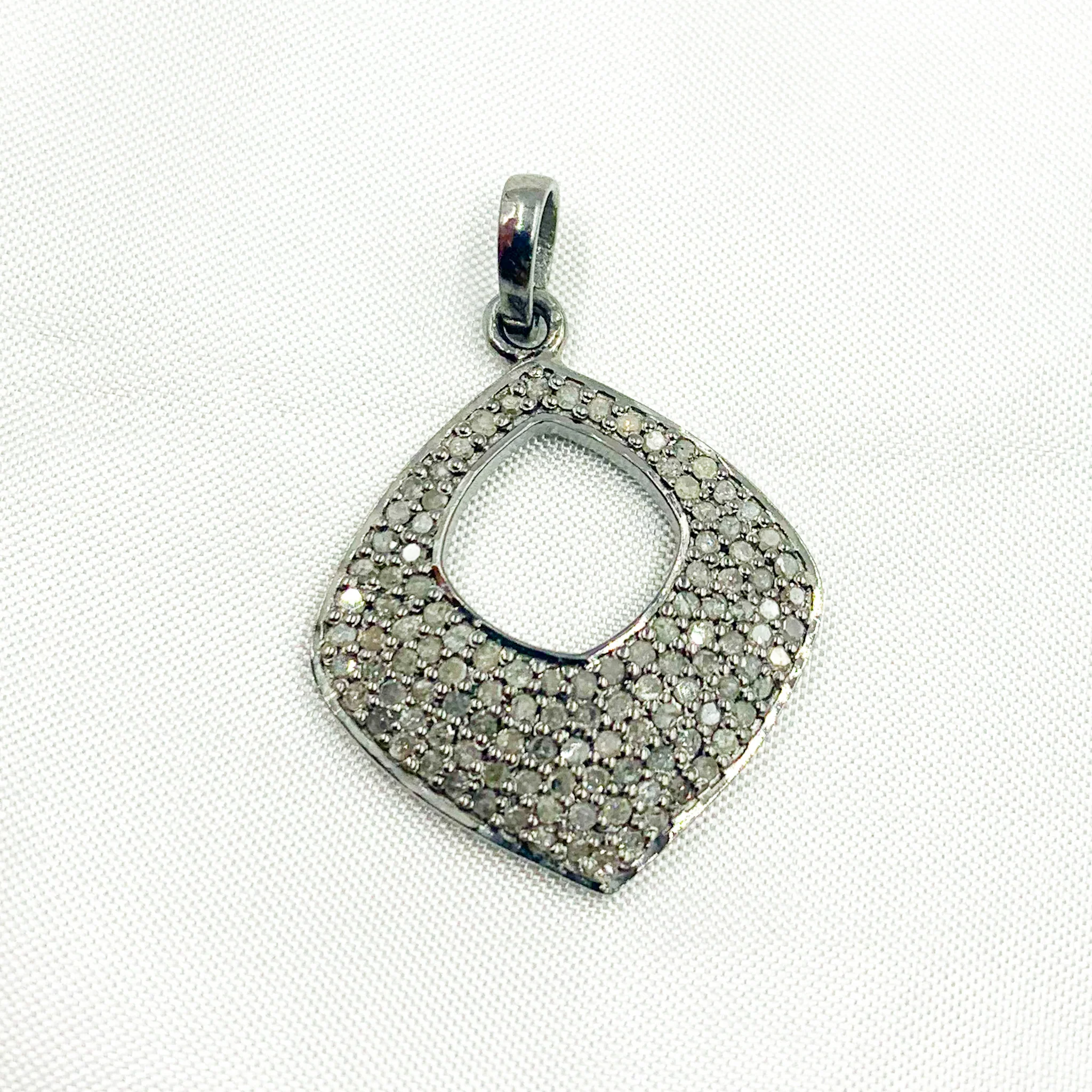 DC366. Diamond Sterling Silver Fancy Shape Pendant - Image 3