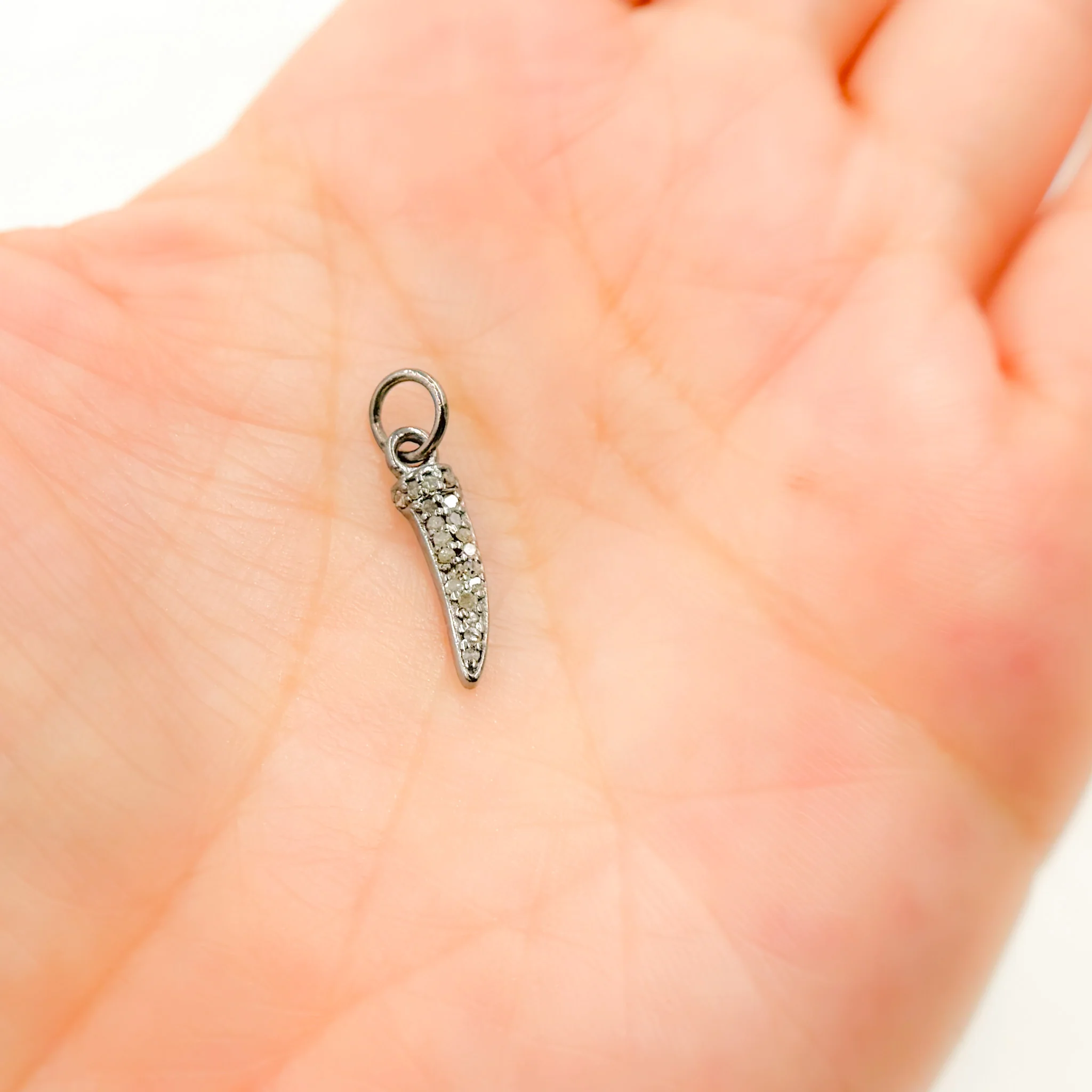DC404. Diamond Sterling Silver Mini Horn Charm - Image 2