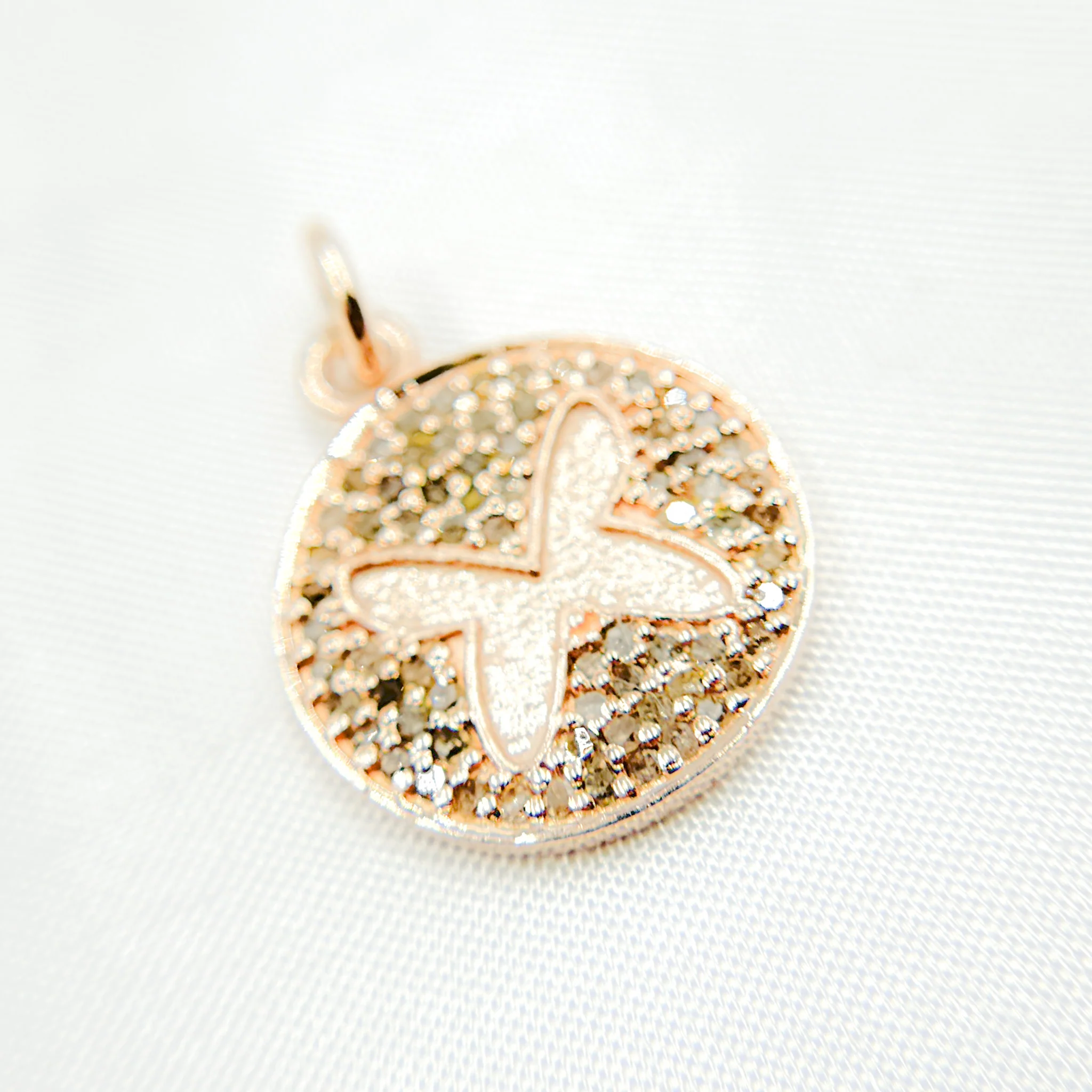DC431. Diamond Sterling Silver Round Butterfly Charm - Image 5