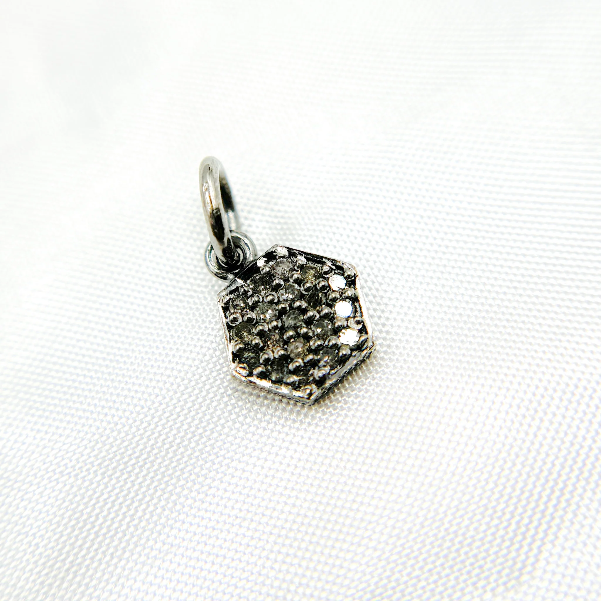 DC461. Diamond Silver Hexagon Charm - Image 3