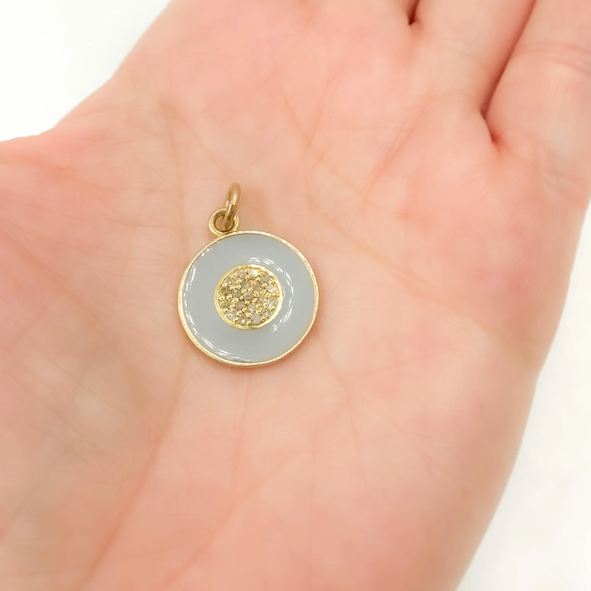 DC508A. Diamond Sterling Silver Round Enamel Pendant - Image 2