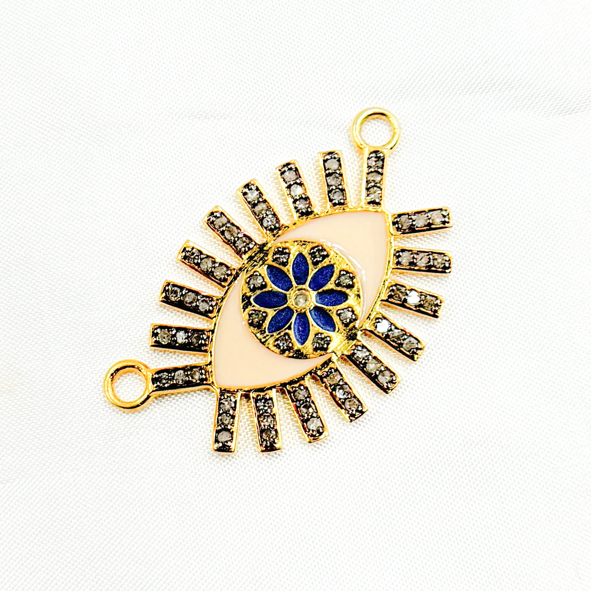 DC513A. Diamond Sterling Silver Eye Flower Enamel Pendant - Image 9