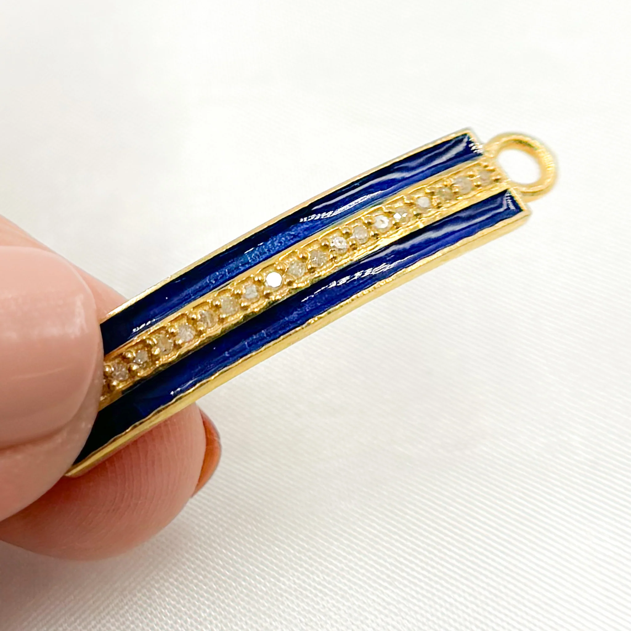 DC514A. Diamond Sterling Silver Rectangle Enamel Connector - Image 10