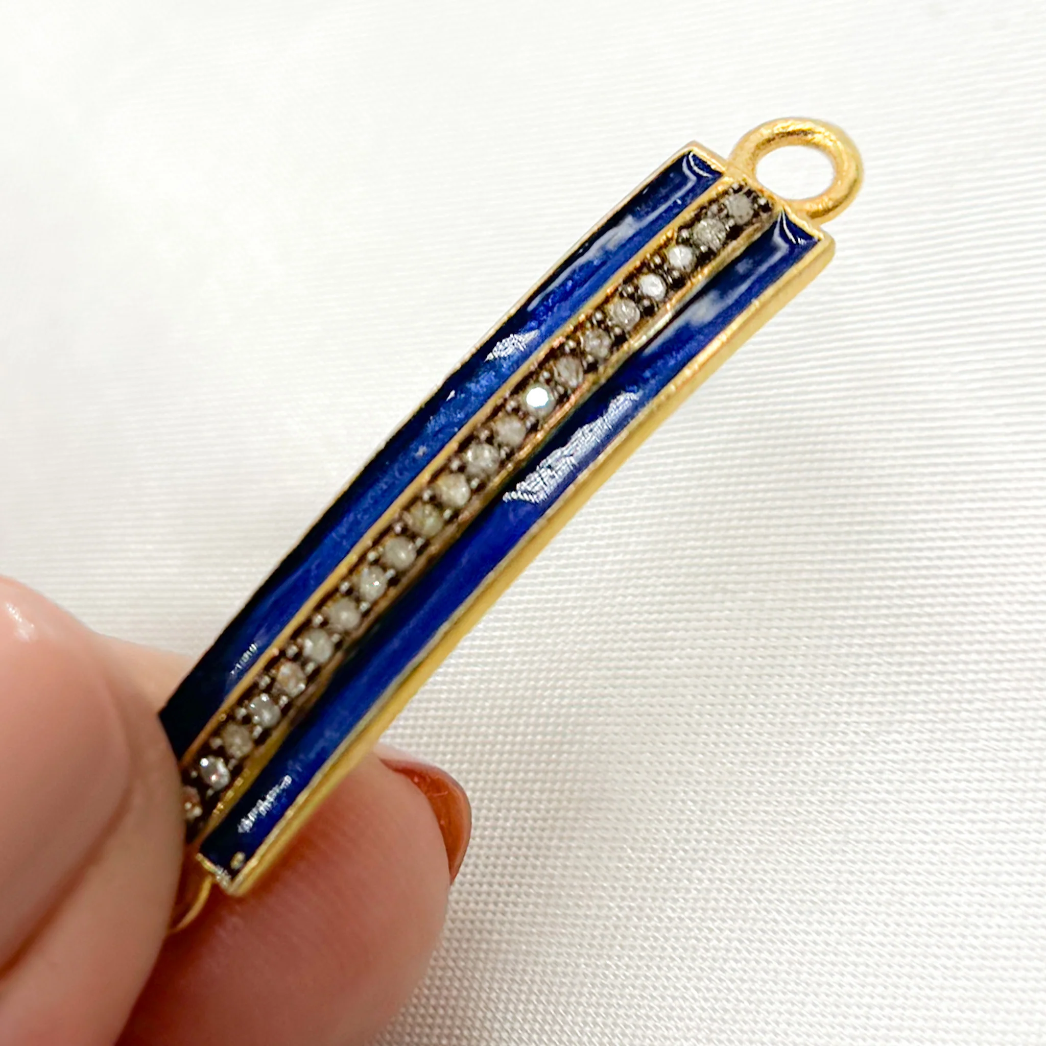 DC514A. Diamond Sterling Silver Rectangle Enamel Connector - Image 11