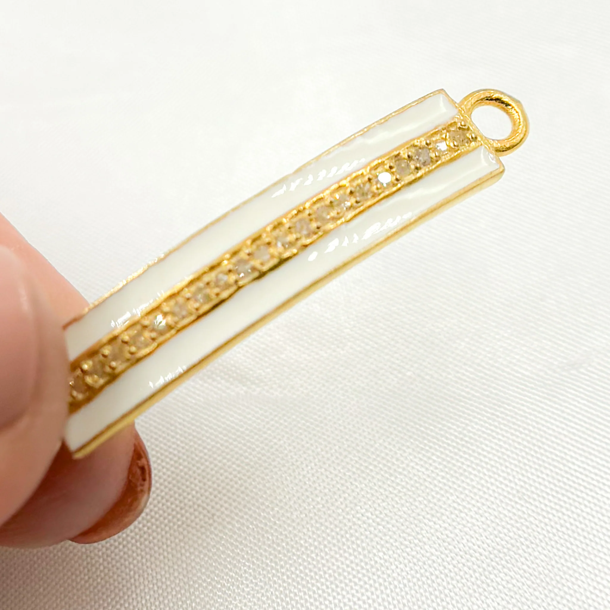 DC514A. Diamond Sterling Silver Rectangle Enamel Connector - Image 3