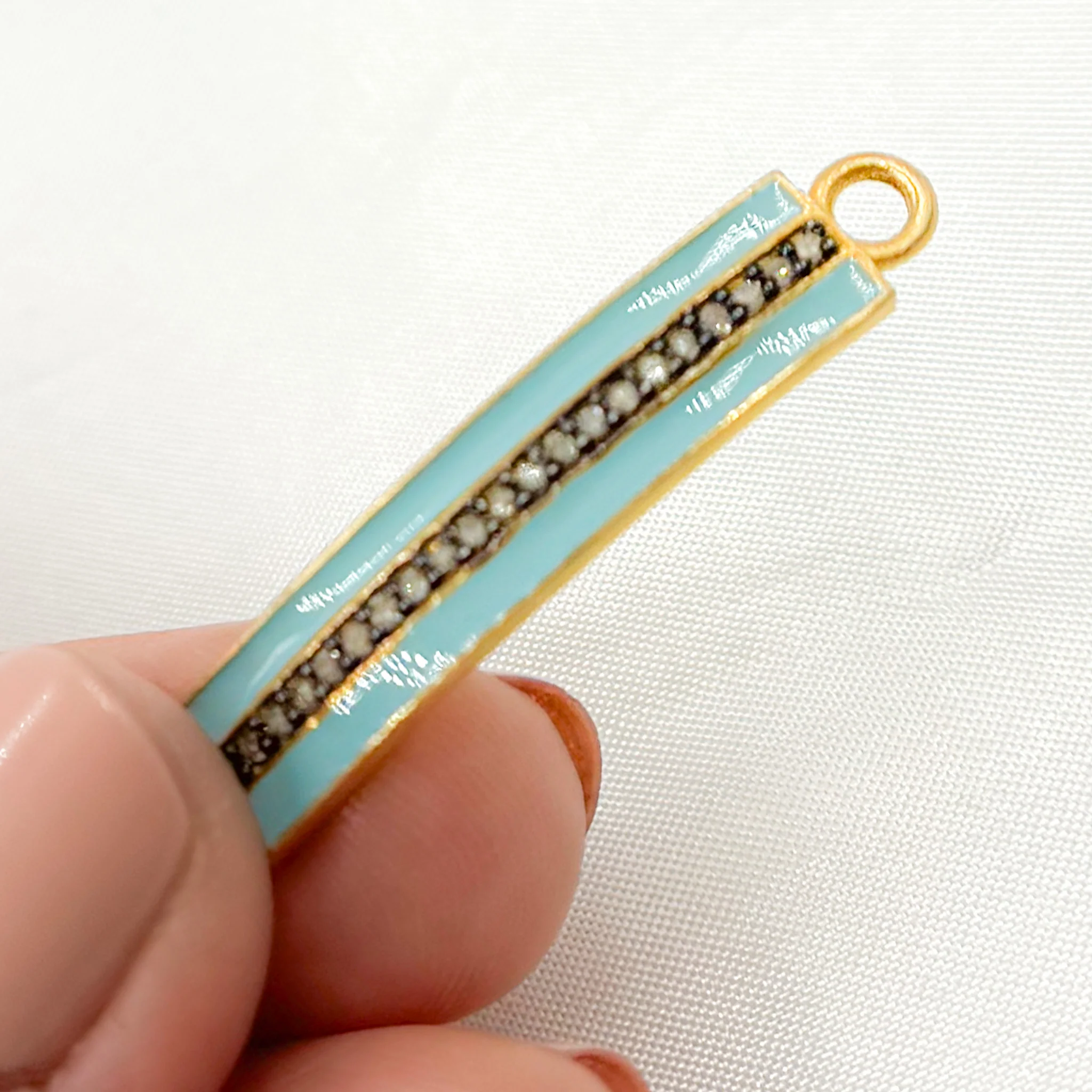 DC514A. Diamond Sterling Silver Rectangle Enamel Connector - Image 4