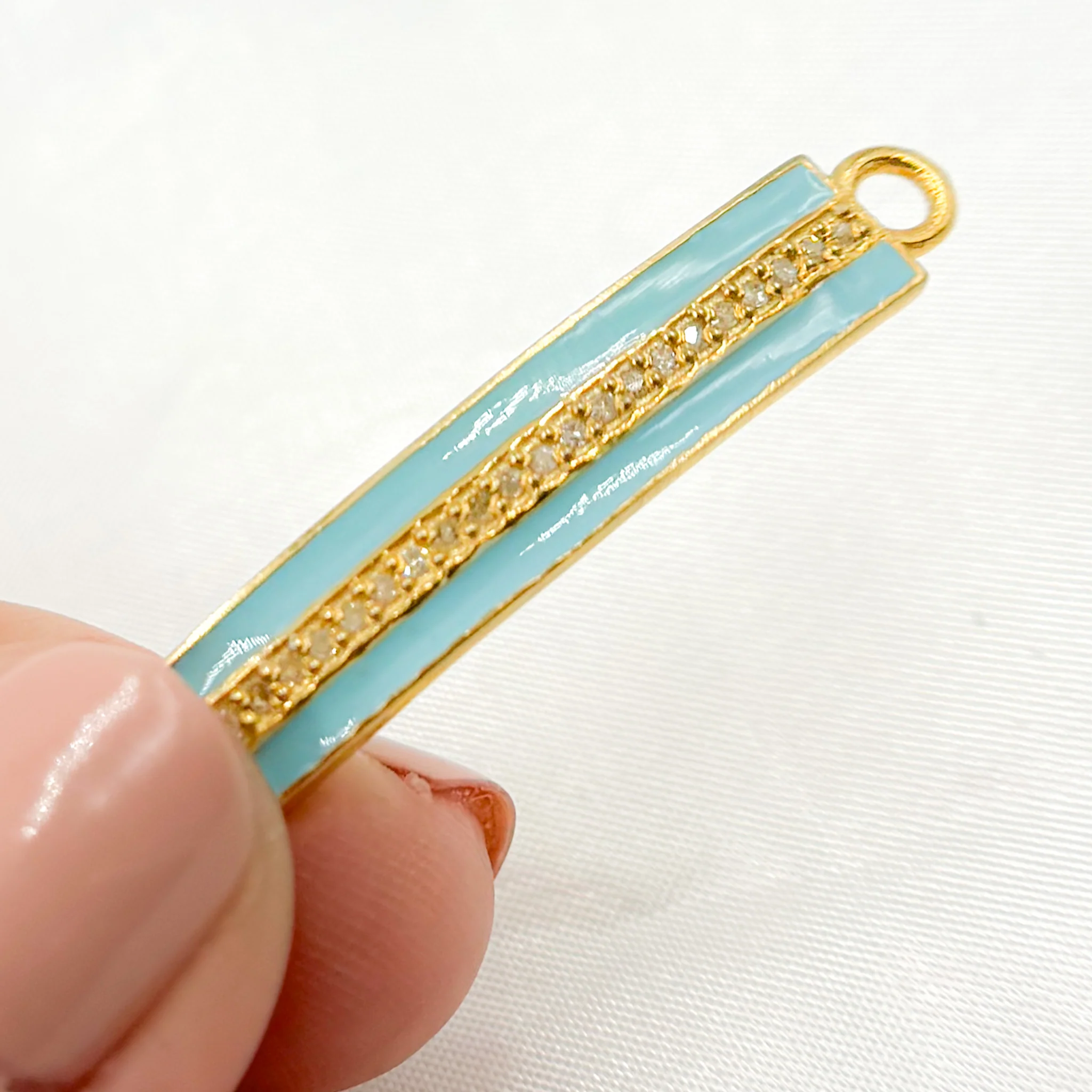 DC514A. Diamond Sterling Silver Rectangle Enamel Connector - Image 5