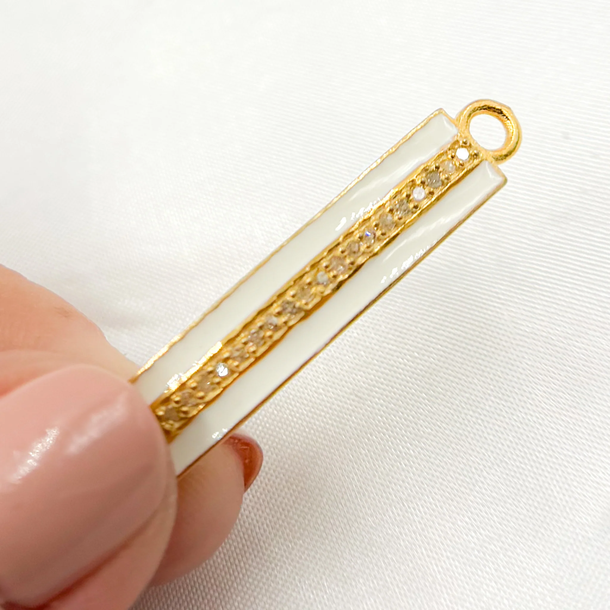 DC514A. Diamond Sterling Silver Rectangle Enamel Connector - Image 7