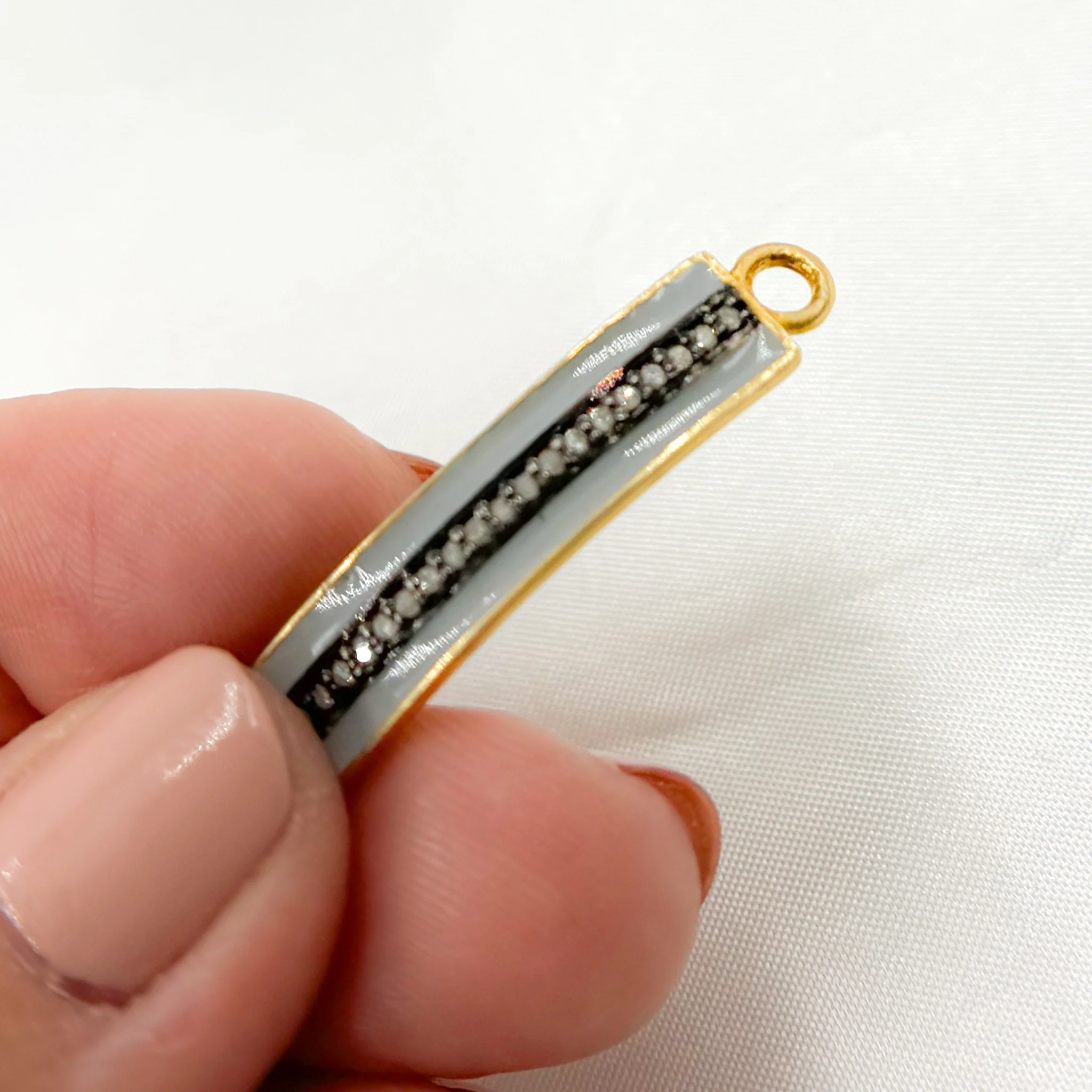 DC514A. Diamond Sterling Silver Rectangle Enamel Connector - Image 8